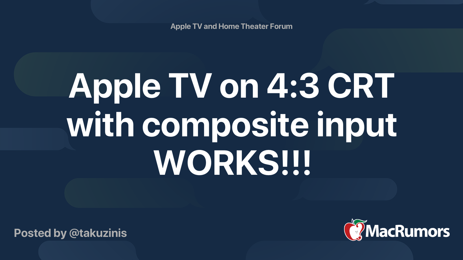 Apple TV On 4 3 CRT With Composite Input WORKS MacRumors Forums