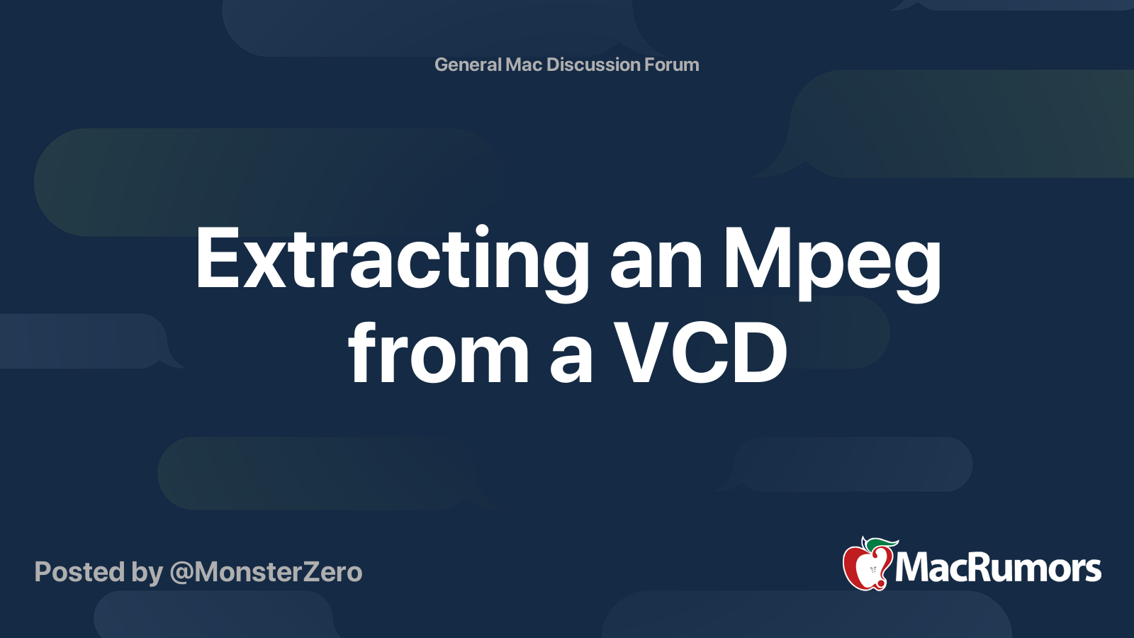 Extracting an Mpeg from a VCD MacRumors Forums