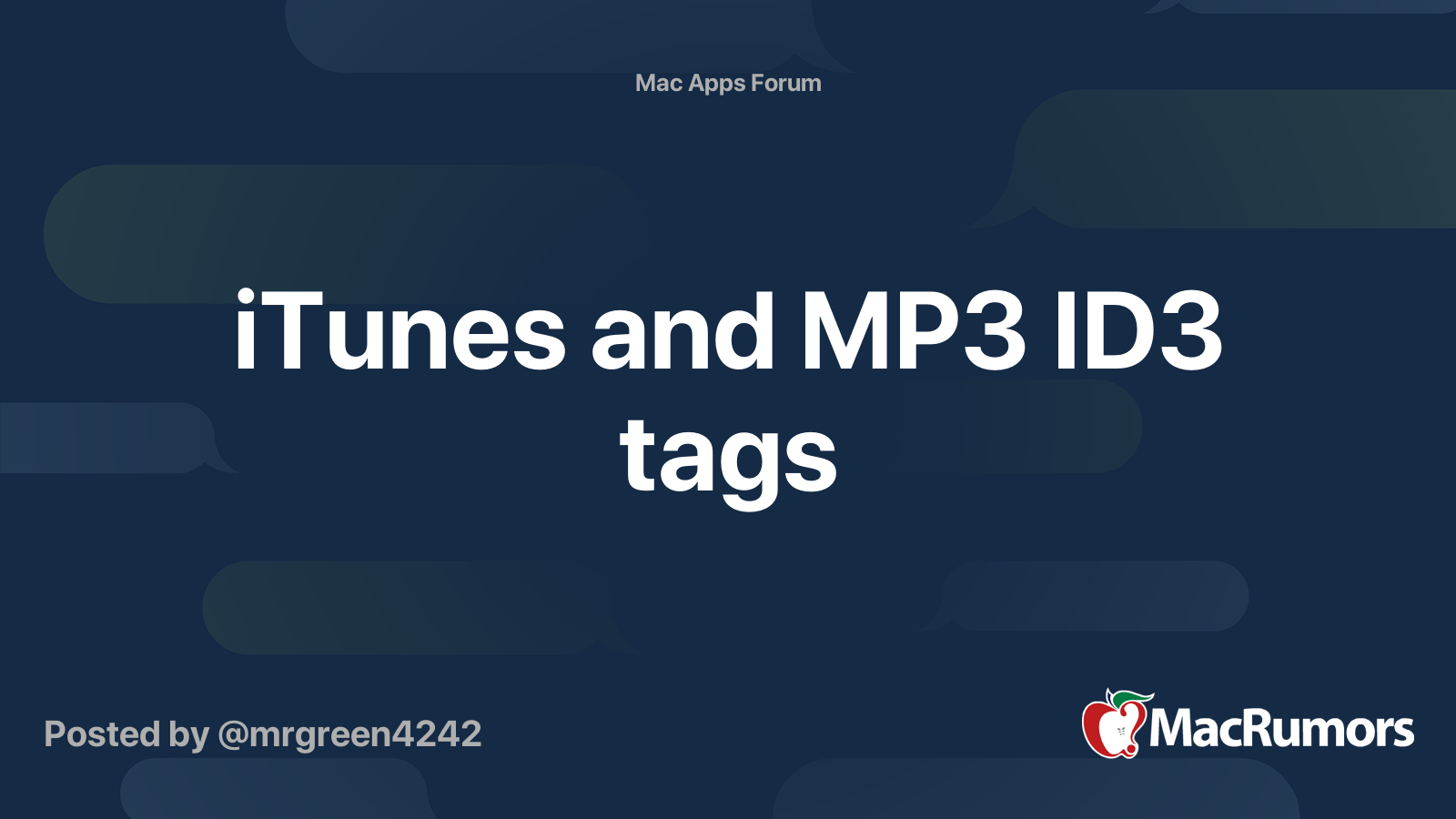 iTunes and MP3 ID3 tags MacRumors Forums
