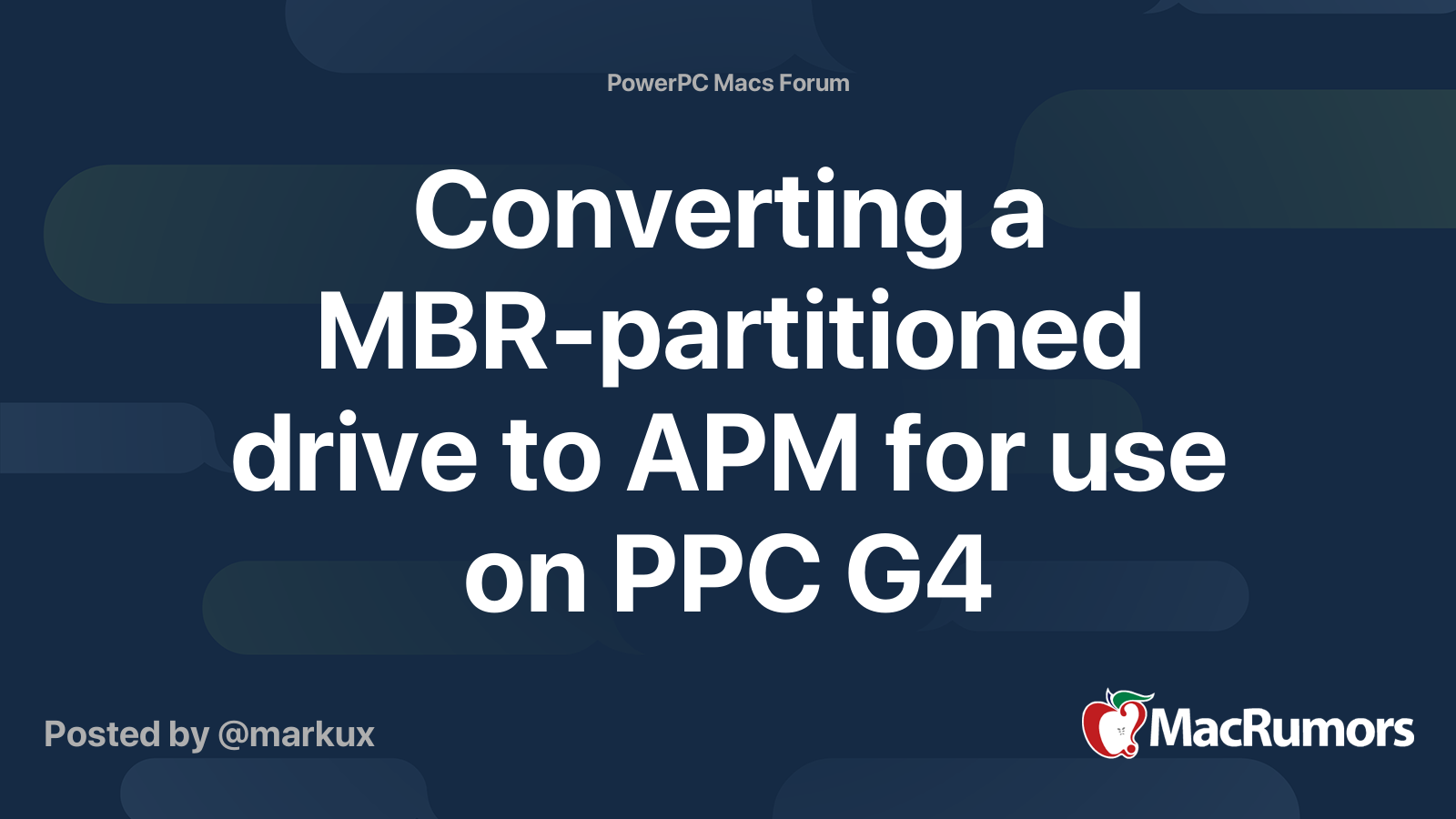 Converting a MBR partitioned drive to APM for use on PPC G4