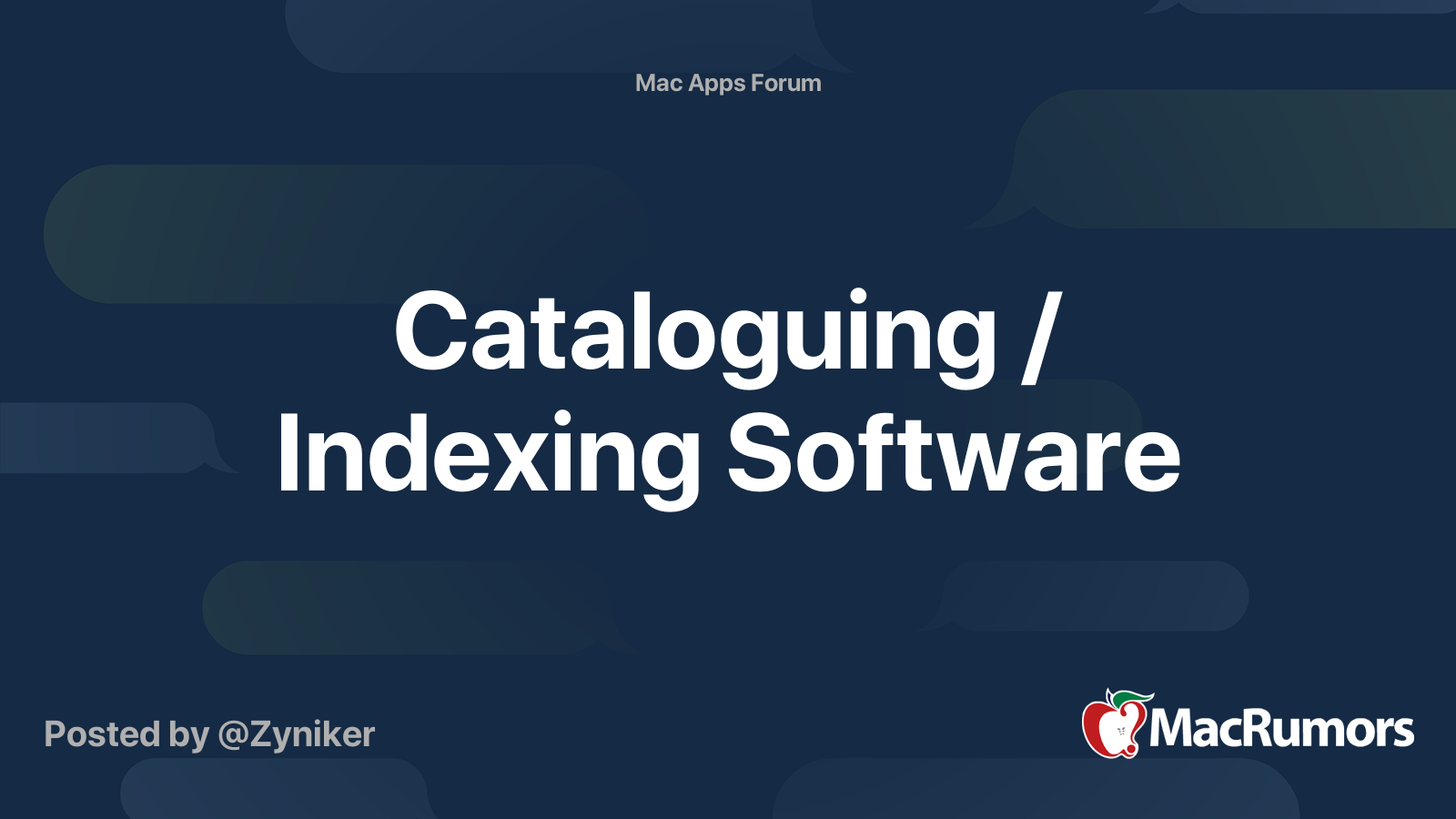 Cataloguing / Indexing Software MacRumors Forums