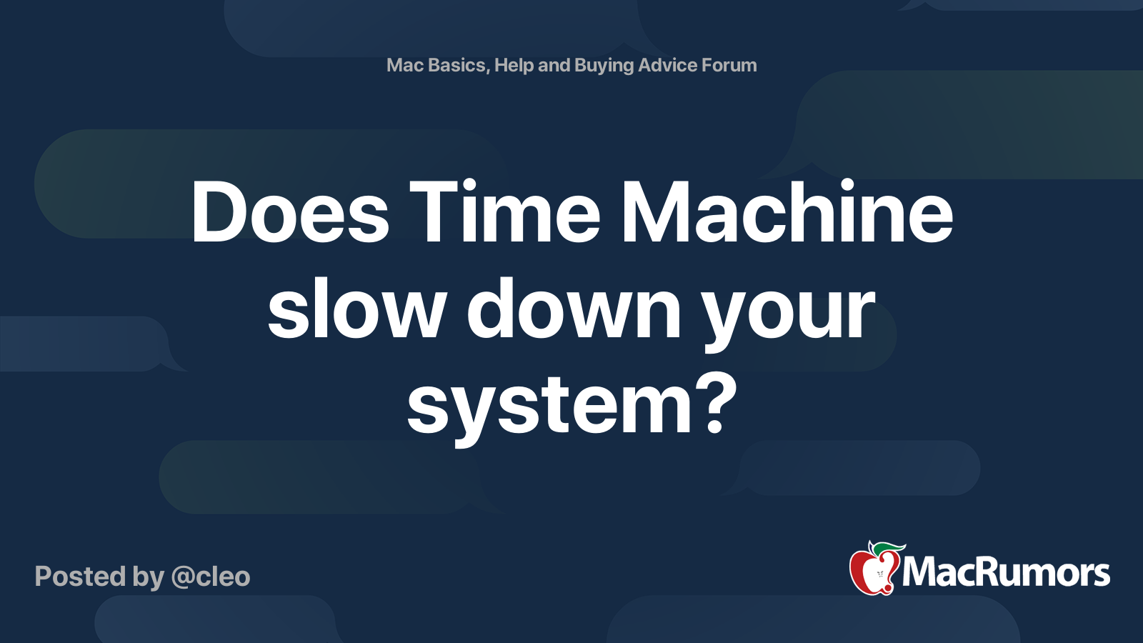 Does Time Machine slow down your system? MacRumors Forums