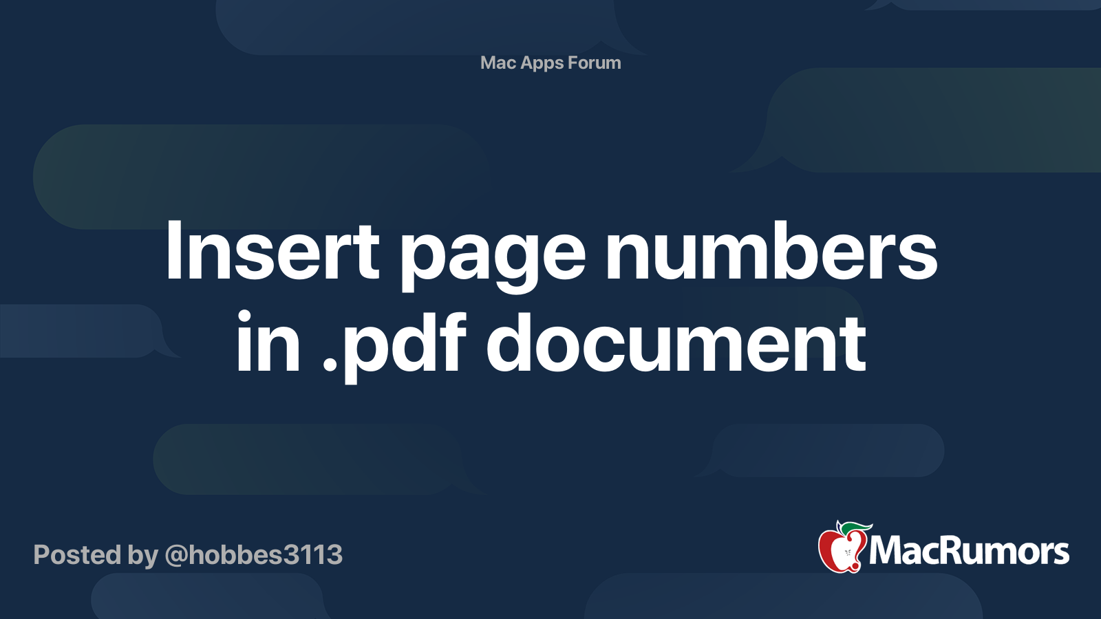 how to insert page numbers in a pdf document