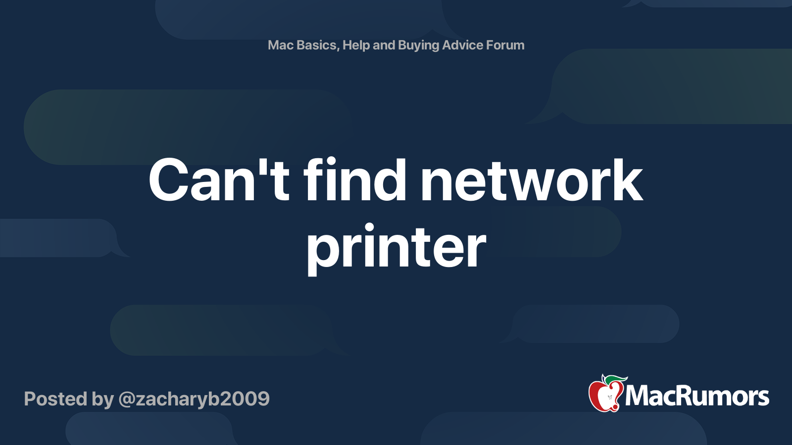 Can't find network printer MacRumors Forums