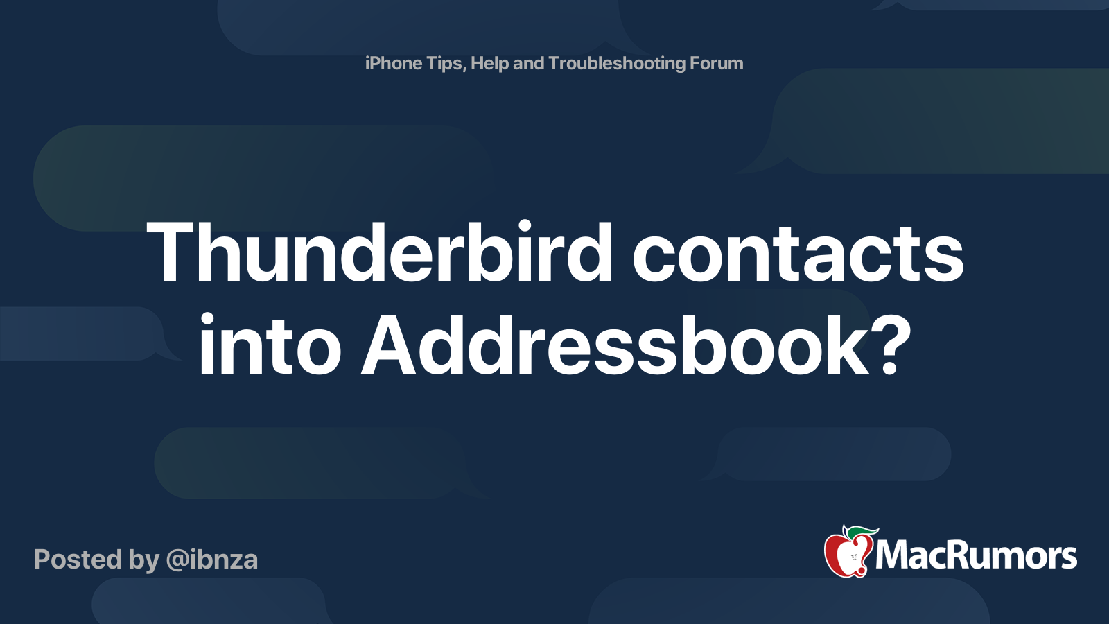 Thunderbird Contacts Into Addressbook Macrumors Forums