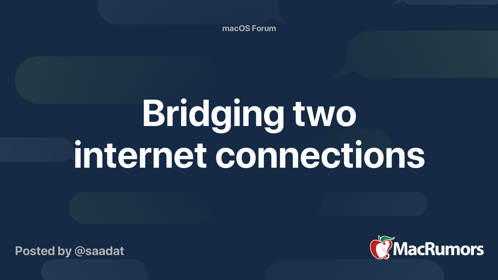 Bridging two connections MacRumors Forums