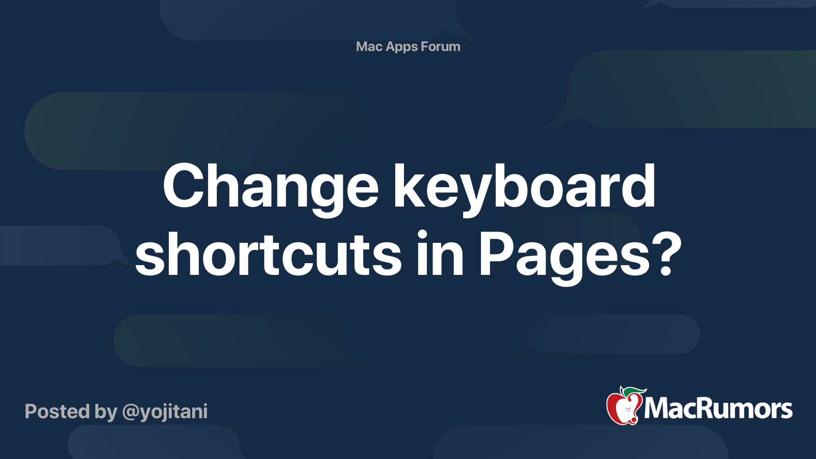 Change keyboard shortcuts in Pages? MacRumors Forums