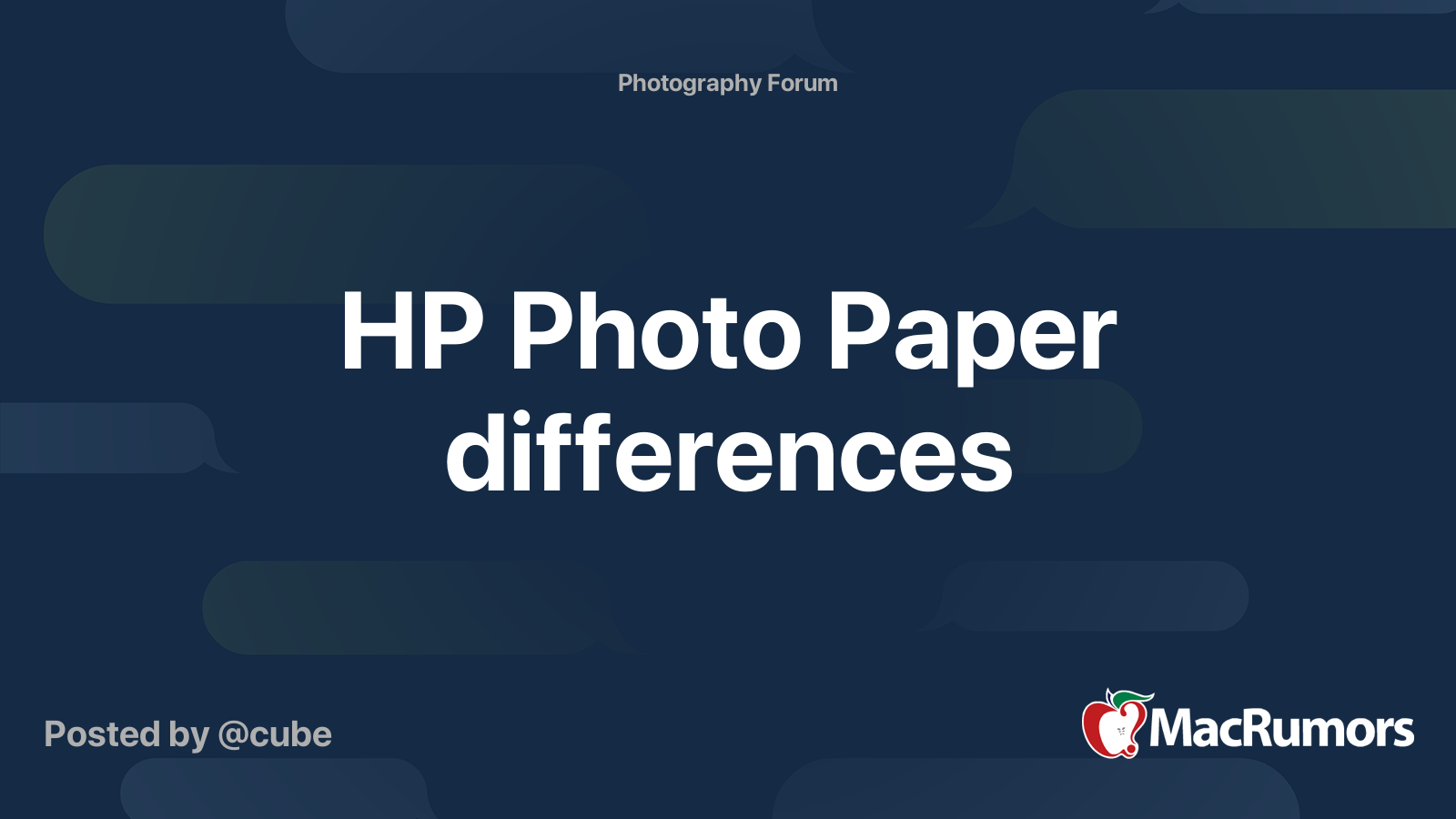 HP Photo Paper differences MacRumors Forums