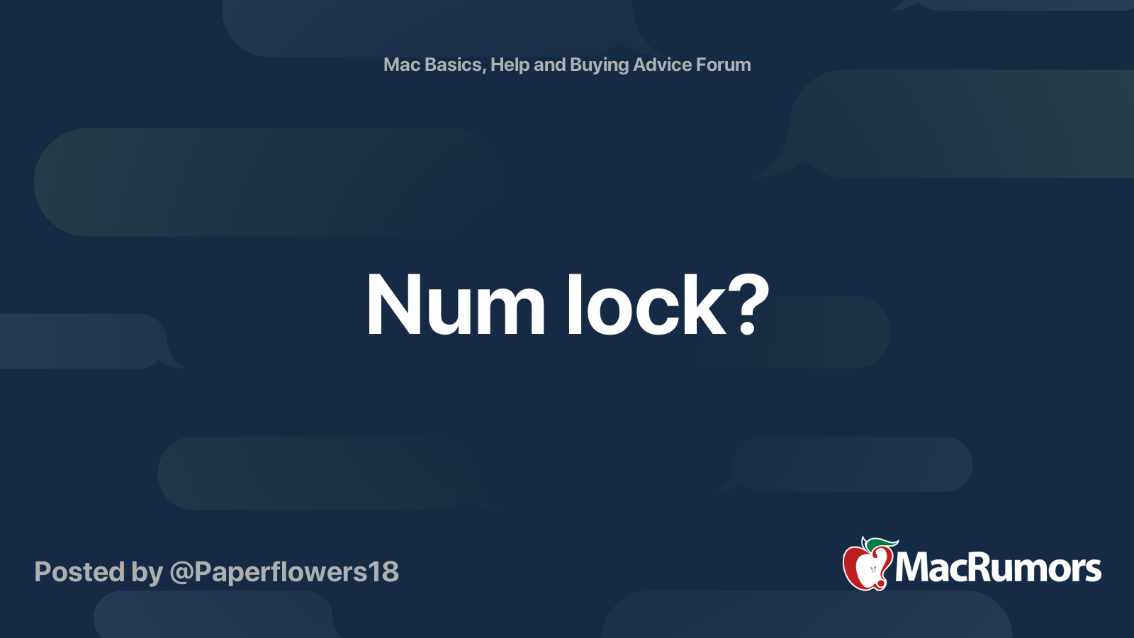 Num lock? MacRumors Forums