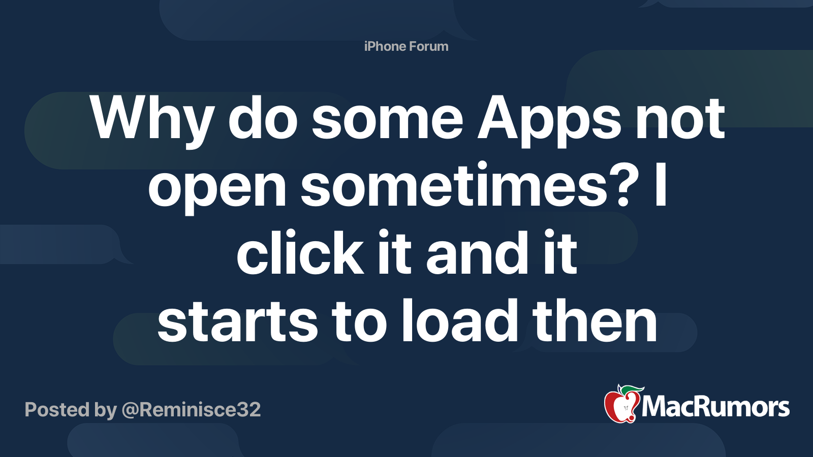 Why do some Apps not open sometimes? I click it and it starts to load