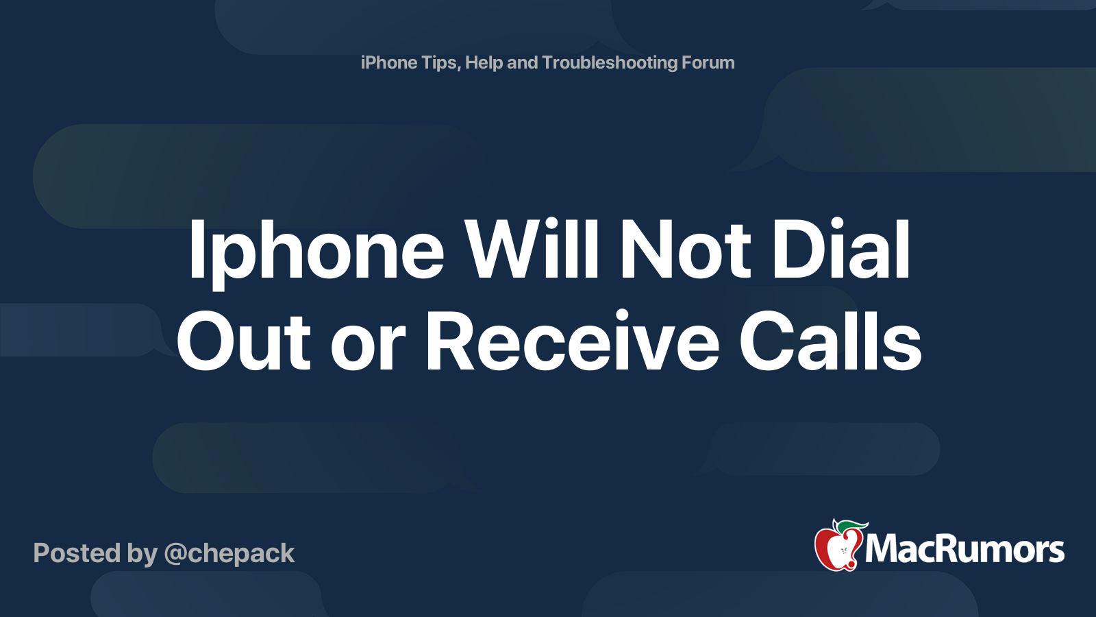 Iphone Will Not Dial Out or Receive Calls | MacRumors Forums