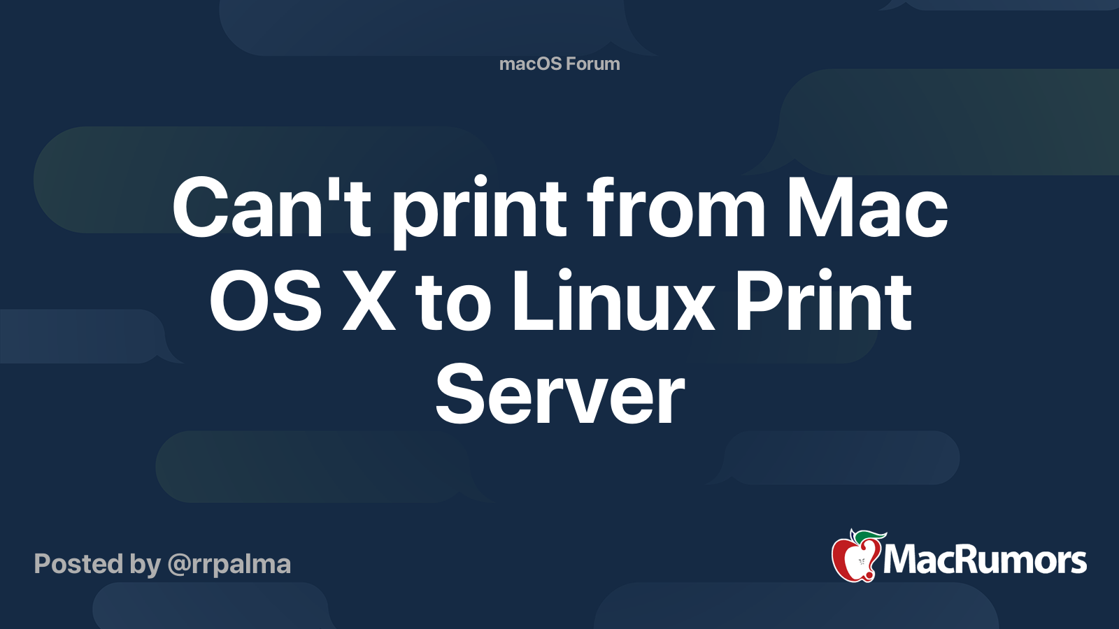 Can't print from Mac OS X to Linux Print Server MacRumors Forums