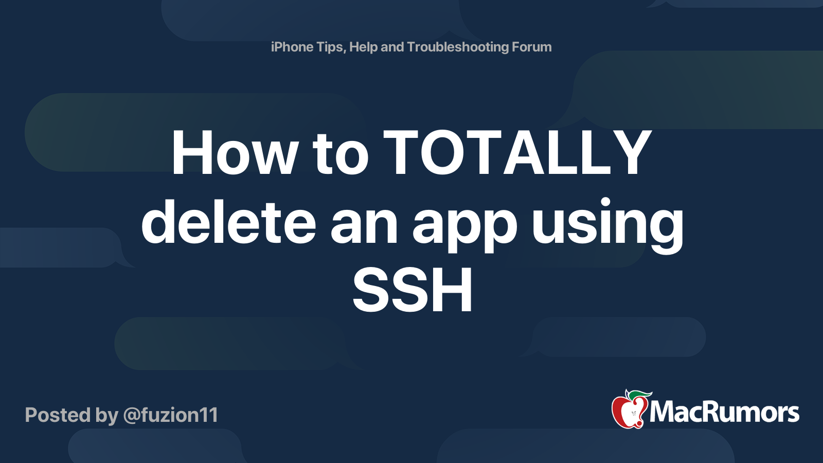 How To TOTALLY Delete An App Using SSH MacRumors Forums