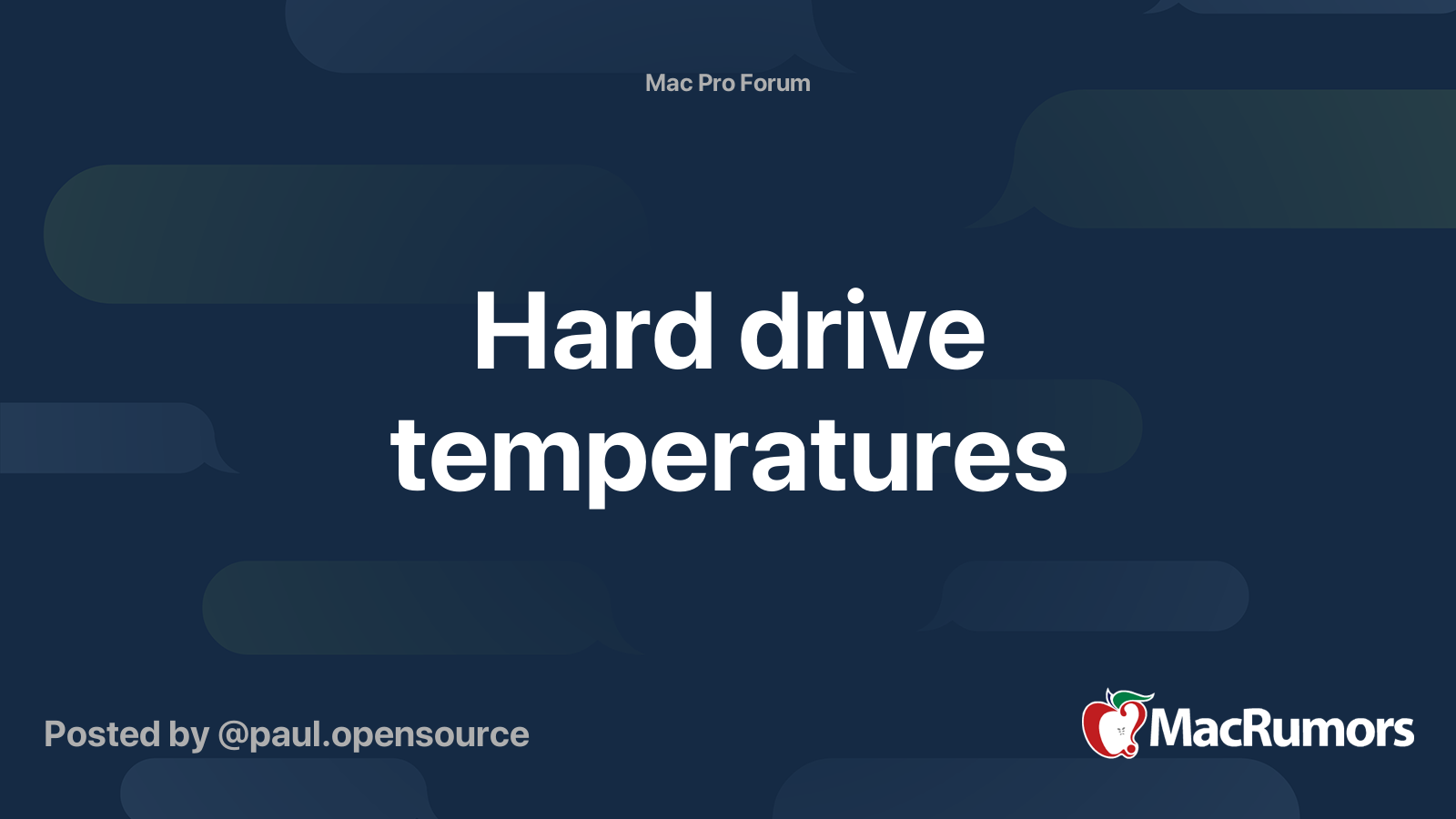 Hard drive temperatures MacRumors Forums