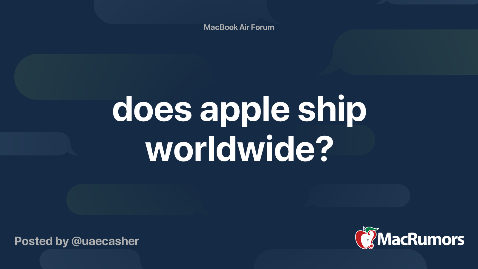 does apple ship worldwide? MacRumors Forums