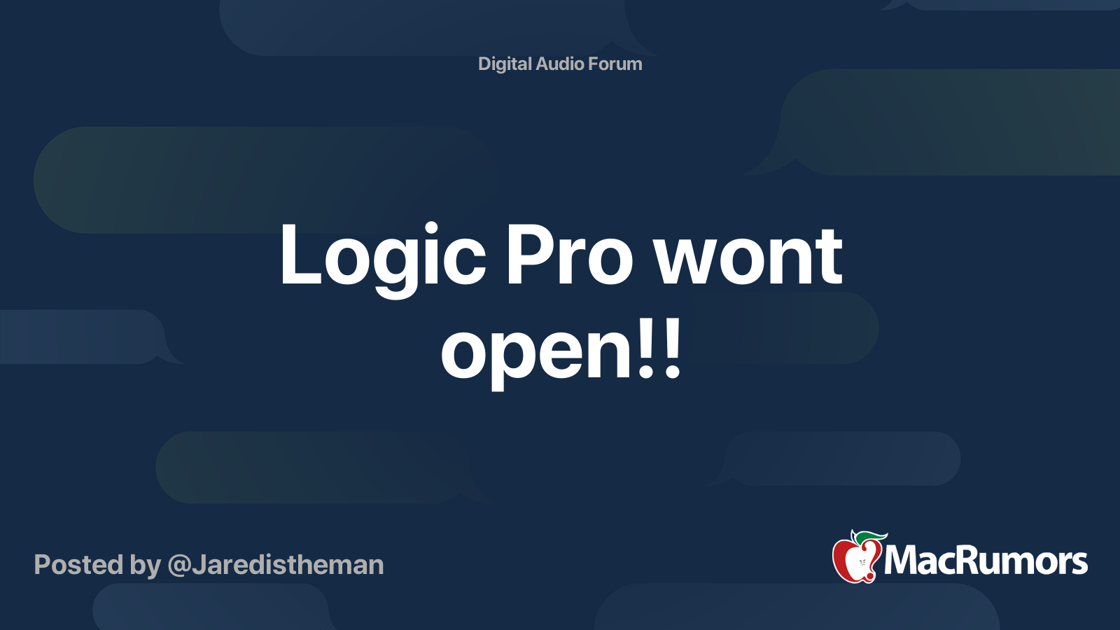 Logic Pro wont open!! MacRumors Forums