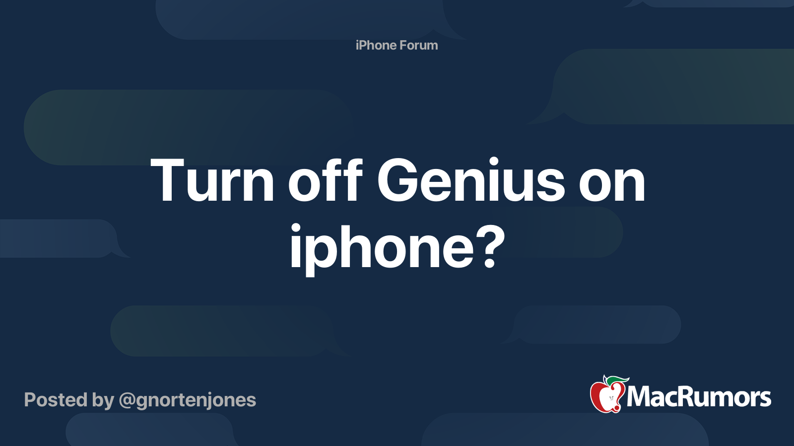 Turn off Genius on iphone? | MacRumors Forums