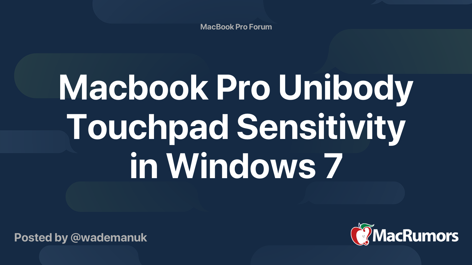 Macbook Pro Unibody Touchpad Sensitivity in Windows 7 MacRumors Forums