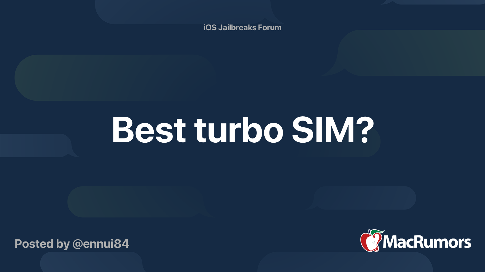 Best turbo SIM? MacRumors Forums