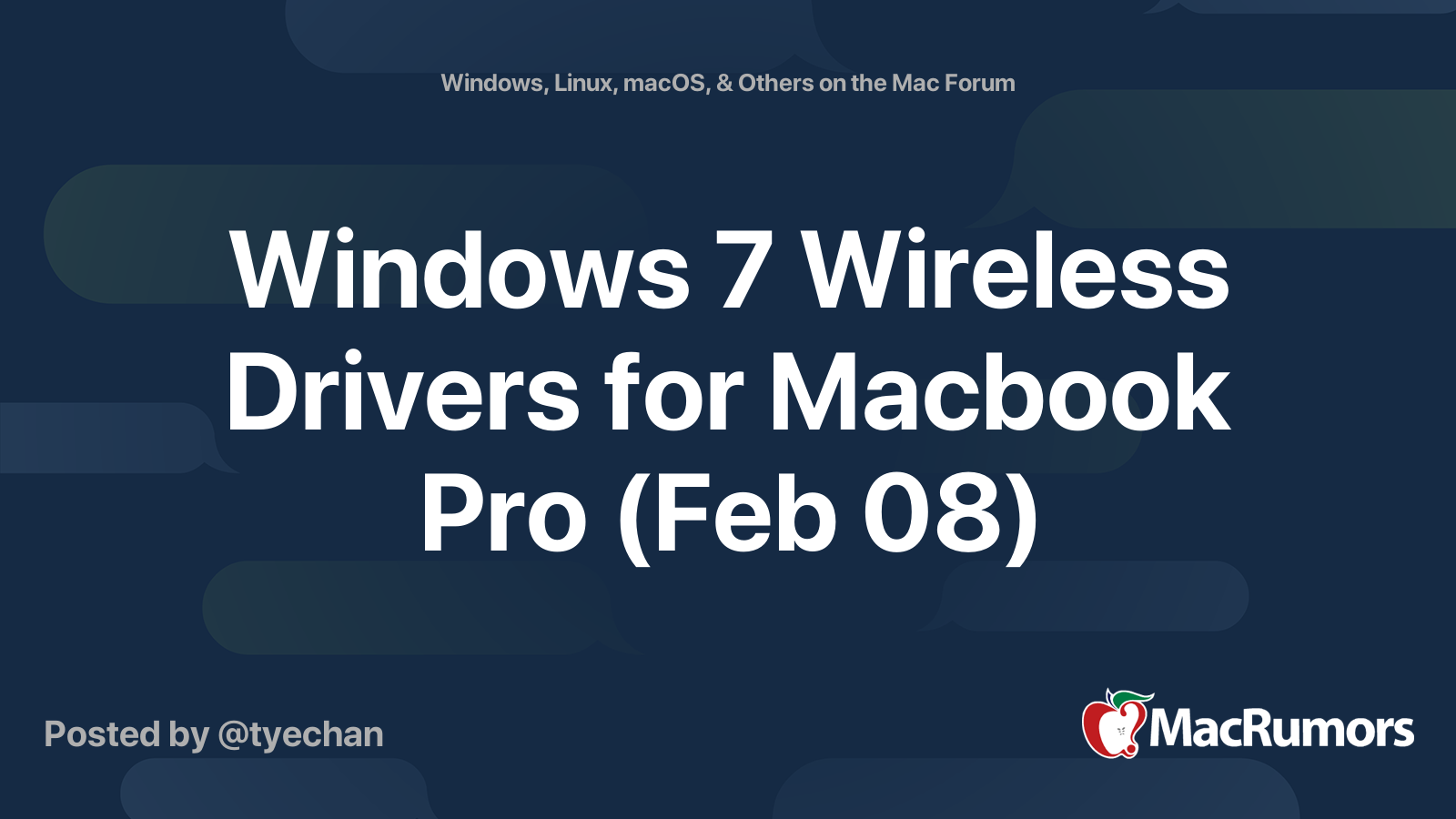 Windows 7 Wireless Drivers for Macbook Pro (Feb 08) MacRumors Forums