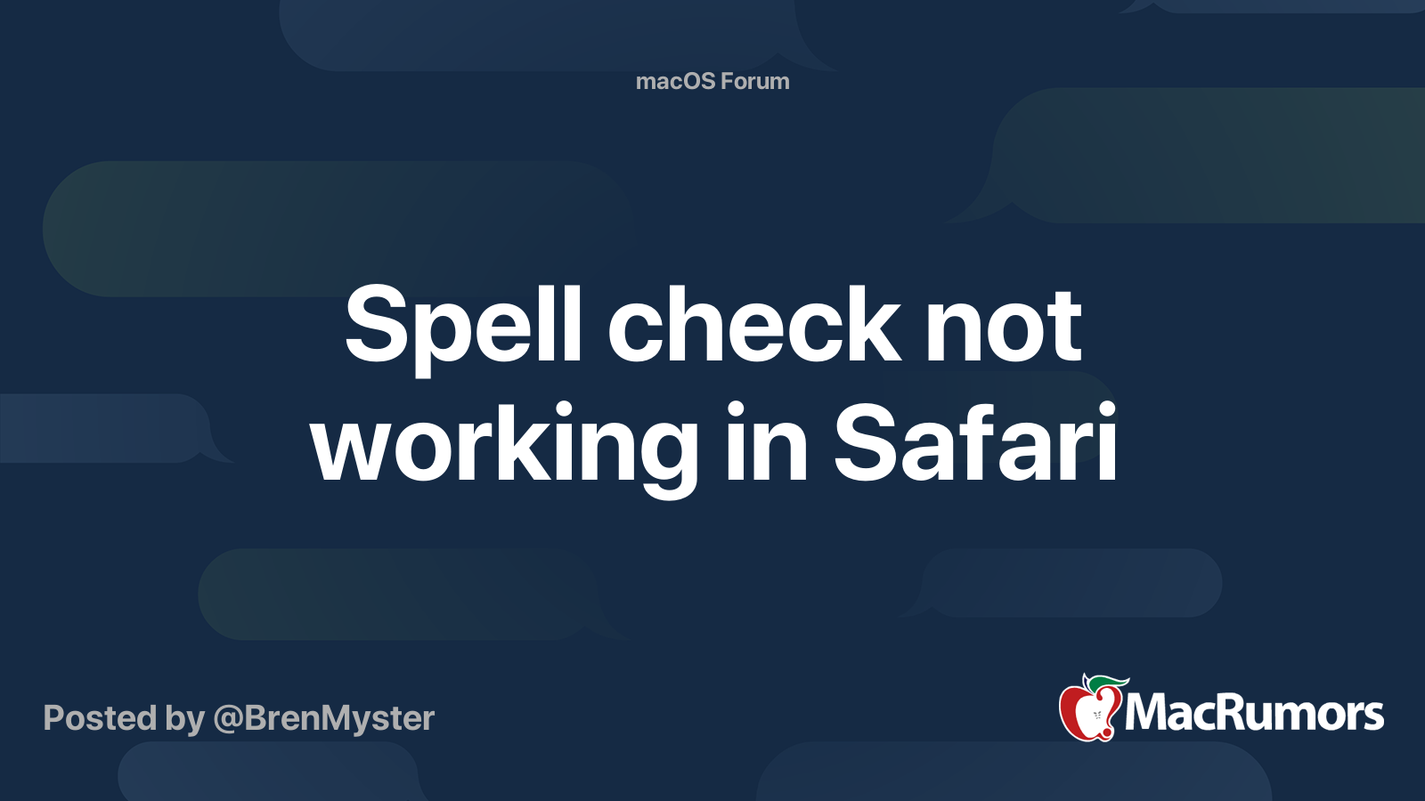 Spell check not working in Safari | MacRumors Forums