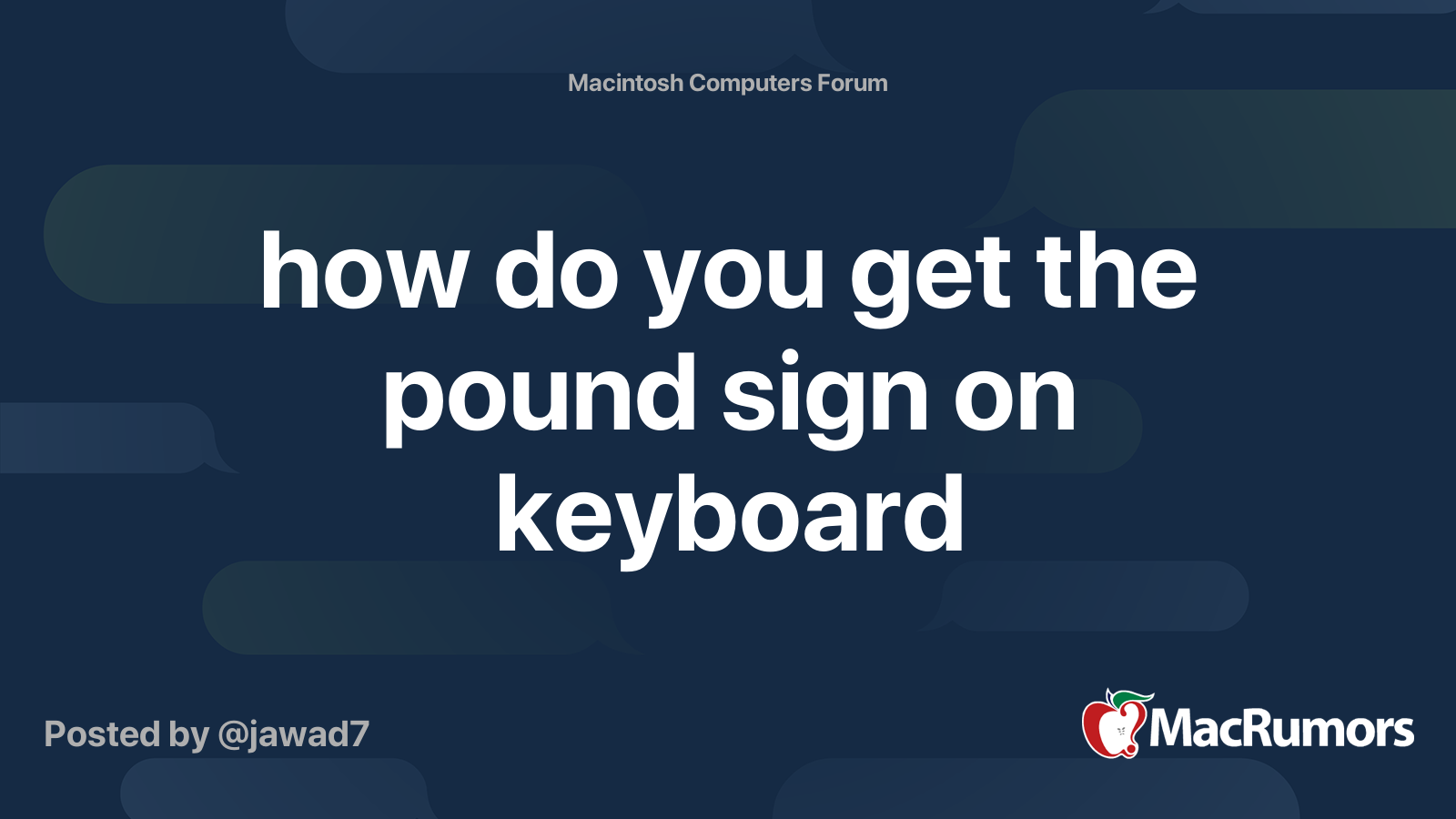 how do you get the pound sign on keyboard | MacRumors Forums