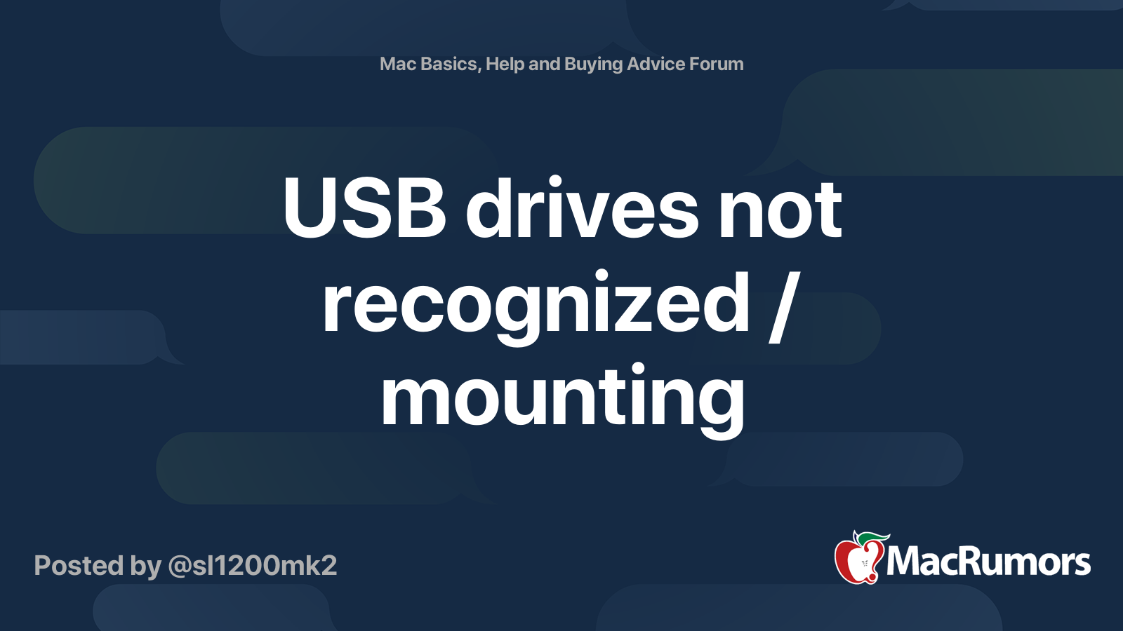 USB drives not recognized / mounting MacRumors Forums