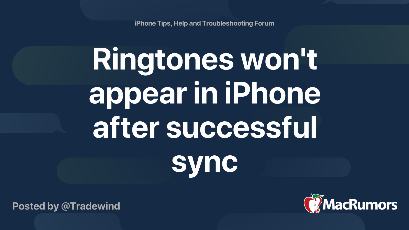 Ringtones won't appear in iPhone after successful sync | MacRumors Forums