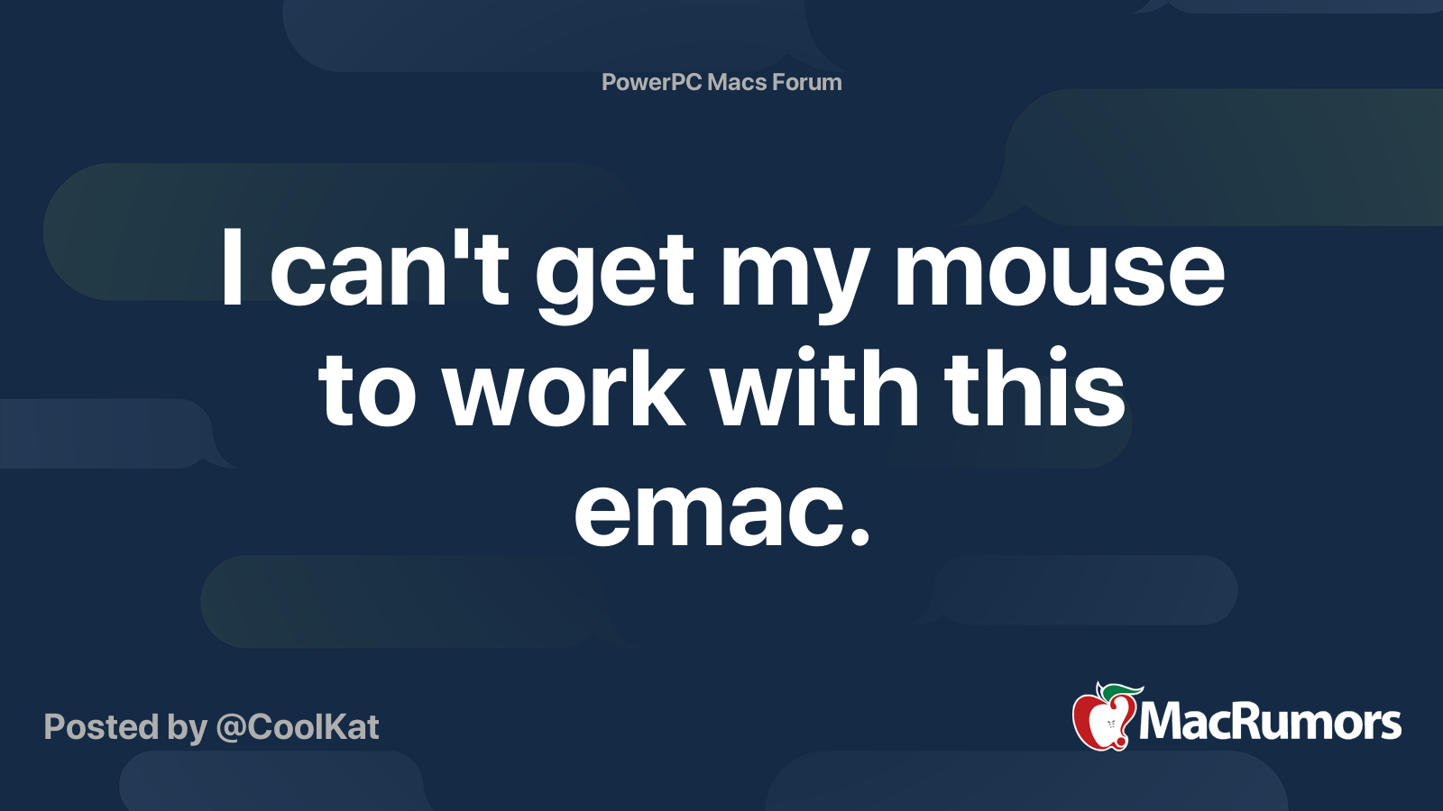 I can't get my mouse to work with this emac. MacRumors Forums