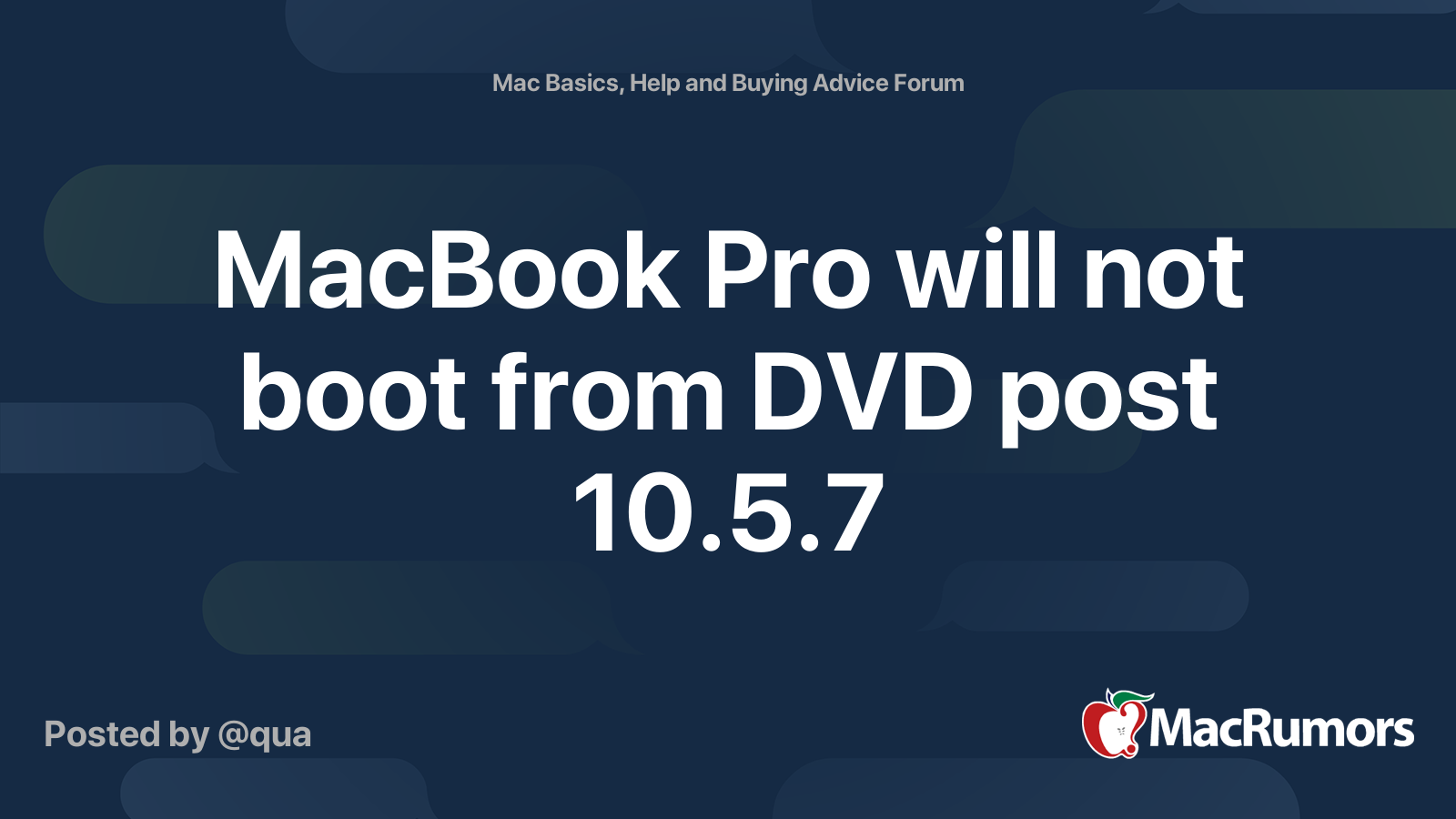 MacBook Pro will not boot from DVD post 10.5.7 MacRumors Forums