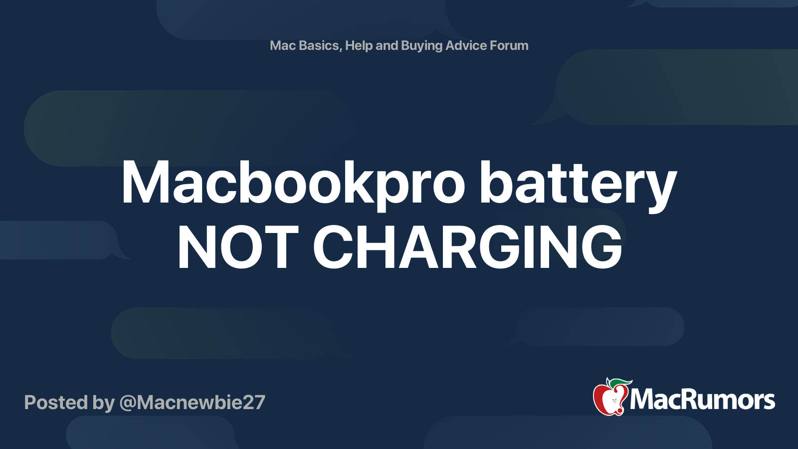Macbookpro battery NOT CHARGING MacRumors Forums