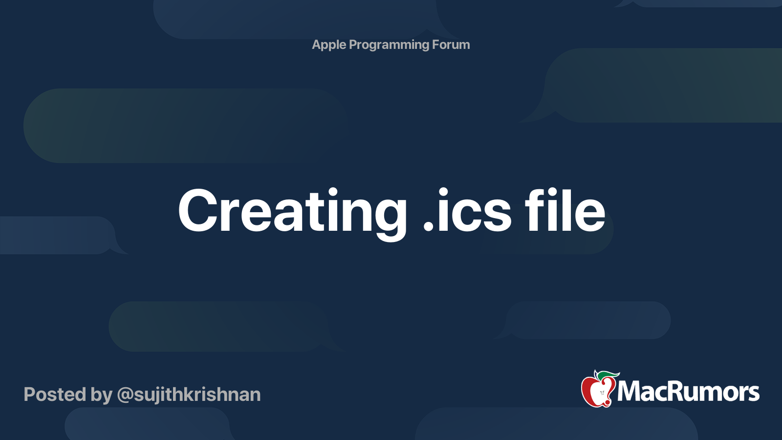 Creating ics File MacRumors Forums