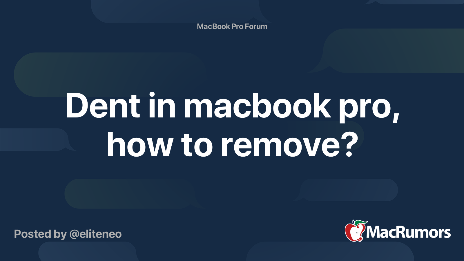 Dent in macbook pro, how to remove? MacRumors Forums