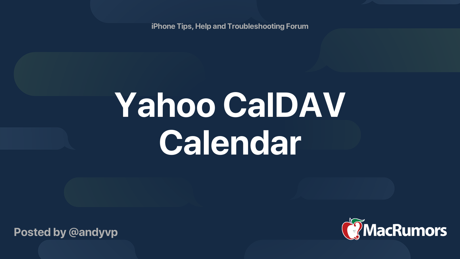 Yahoo CalDAV Calendar MacRumors Forums