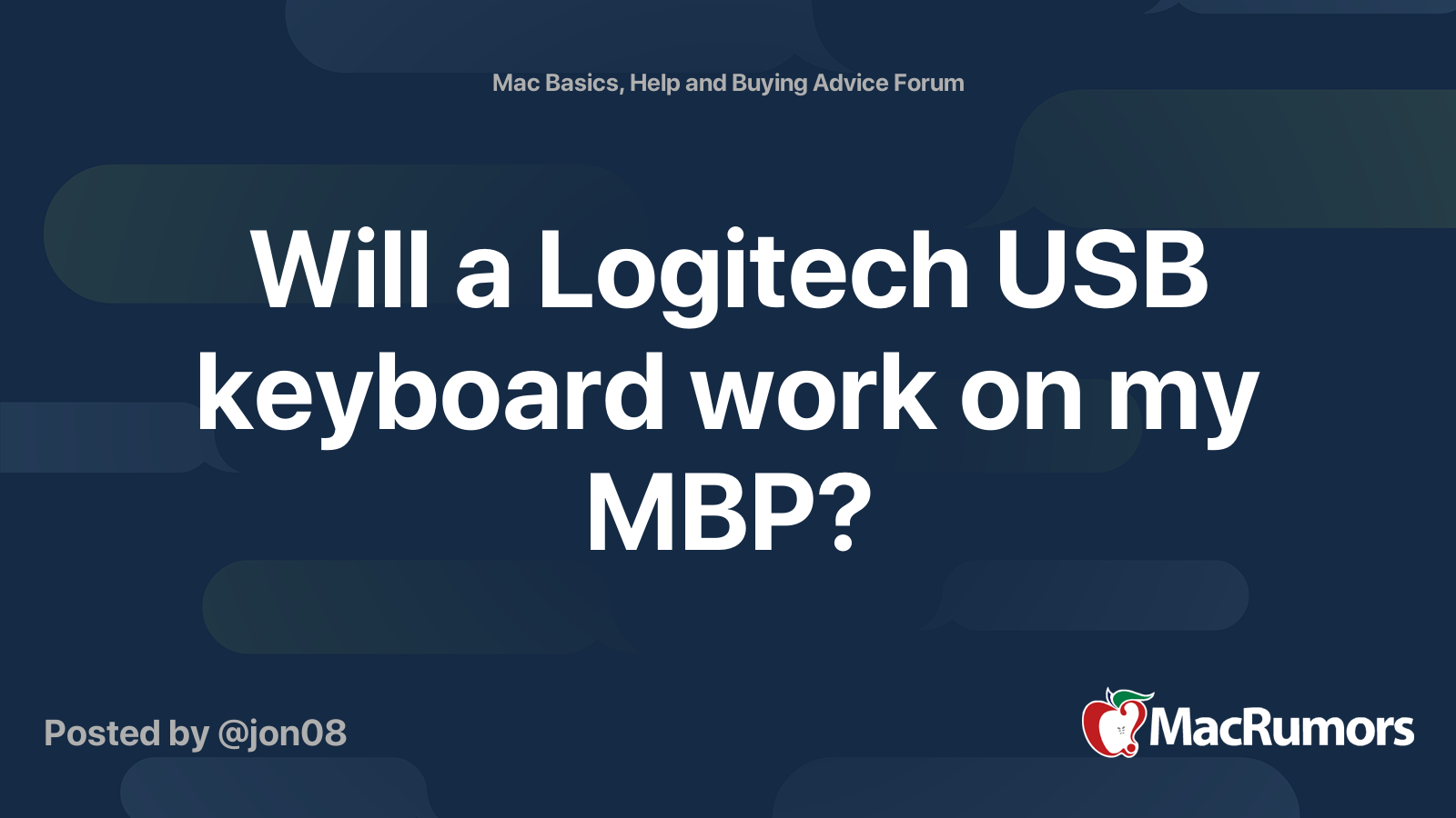 Will a Logitech USB keyboard work on my MBP? MacRumors Forums
