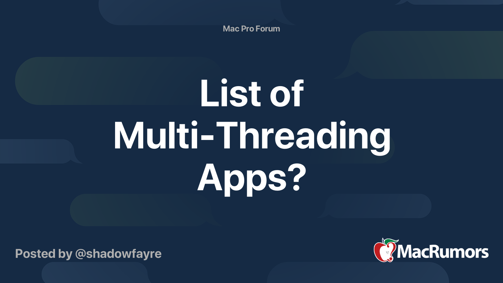 List of MultiThreading Apps? MacRumors Forums