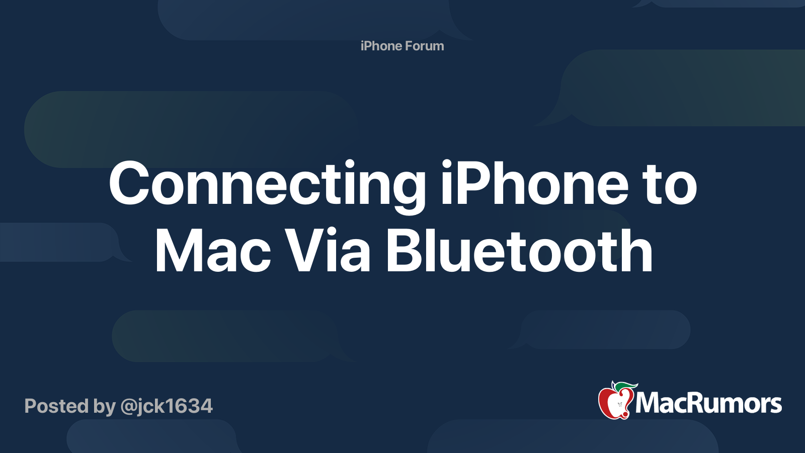 Connecting iPhone to Mac Via Bluetooth | MacRumors Forums