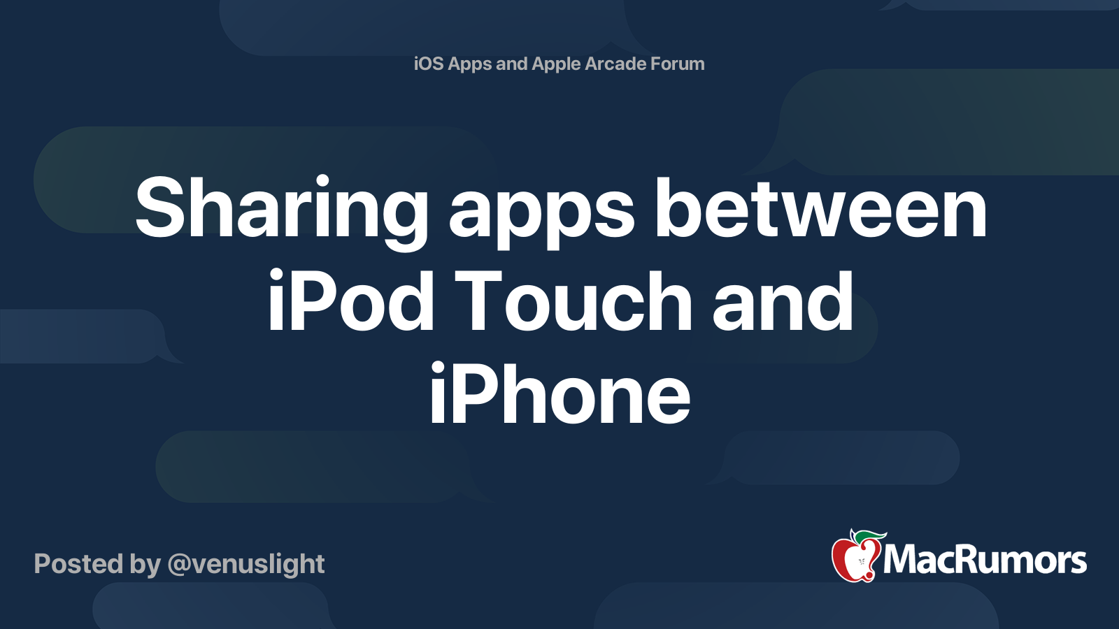 Sharing apps between iPod Touch and iPhone MacRumors Forums