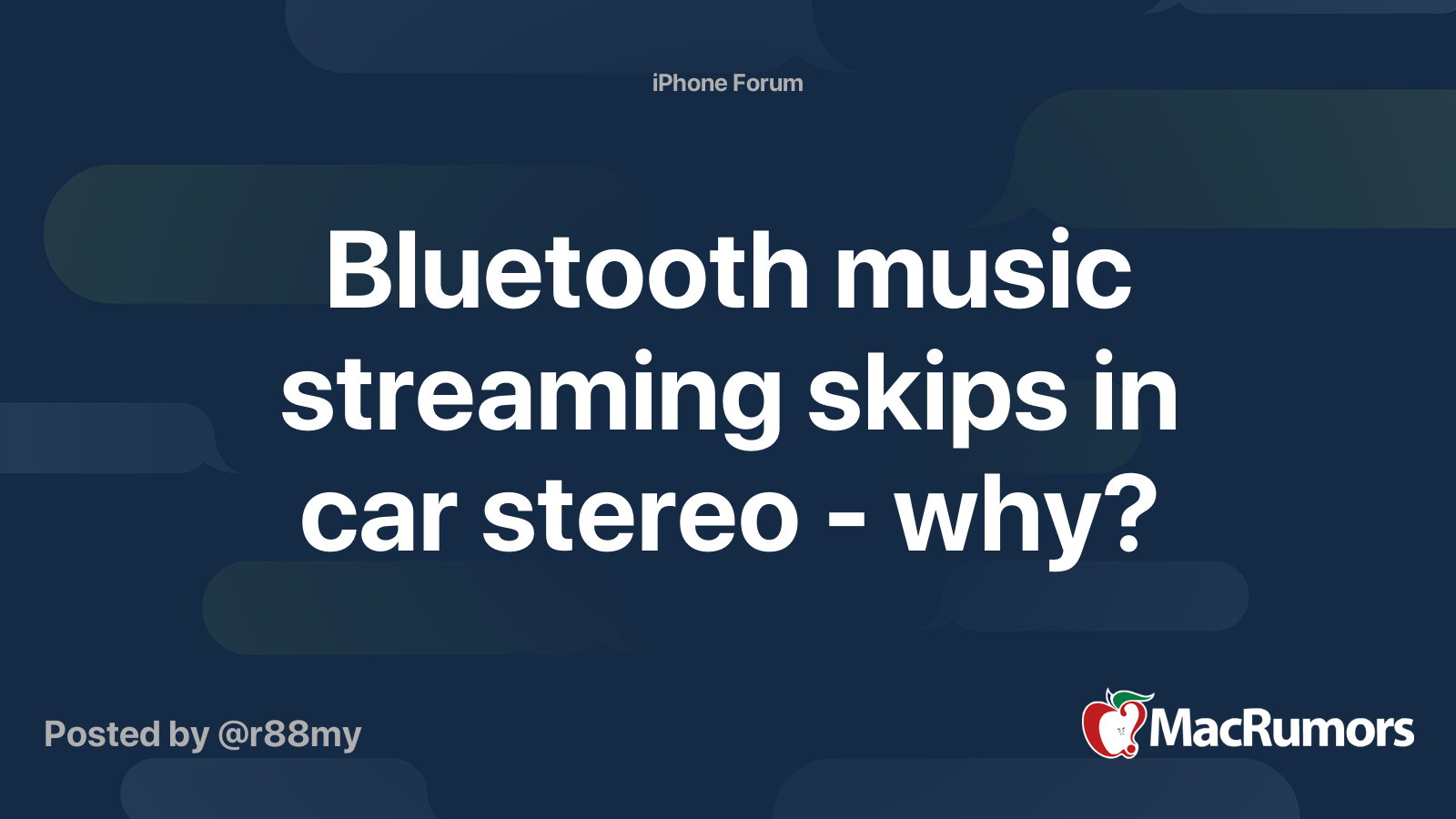 Bluetooth music streaming skips in car stereo why? MacRumors Forums