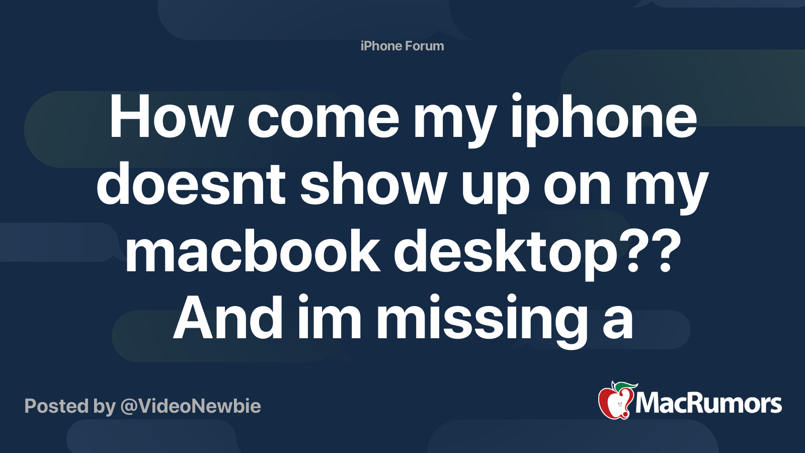 How come my iphone doesnt show up on my macbook desktop?? And im