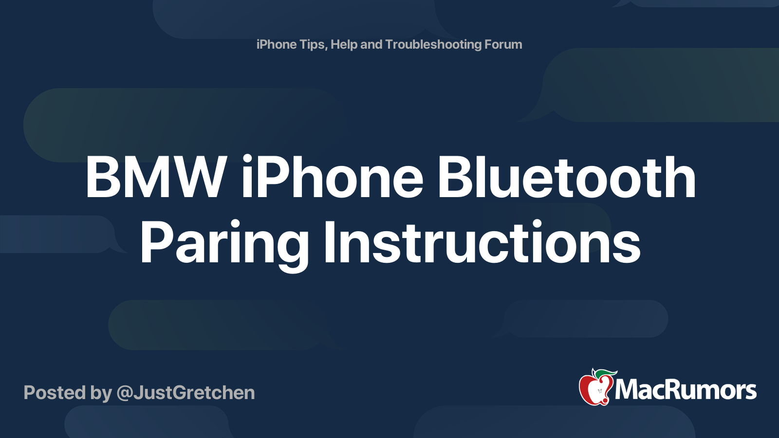 BMW iPhone Bluetooth Paring Instructions MacRumors Forums