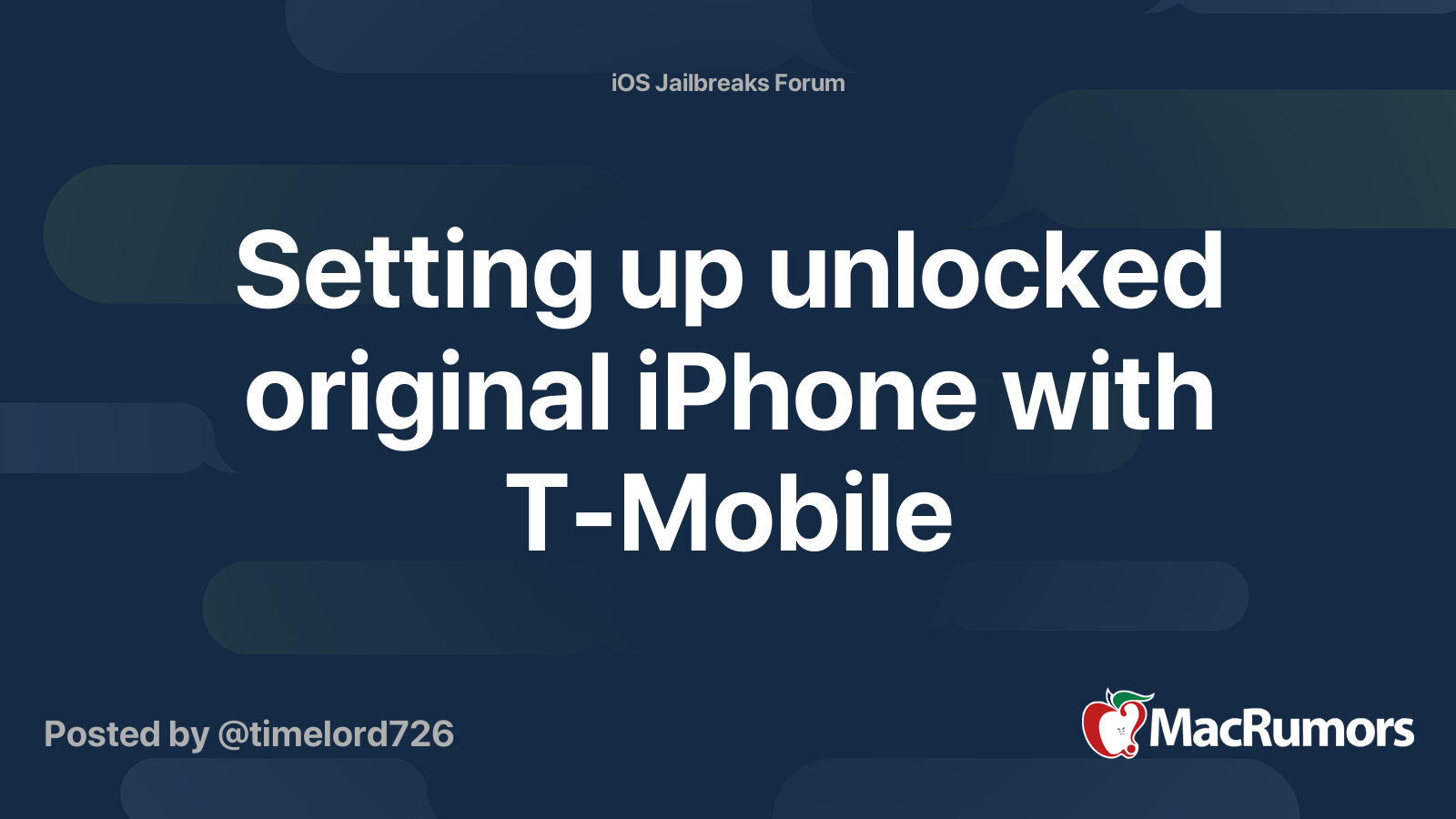 Setting up unlocked original iPhone with TMobile MacRumors Forums