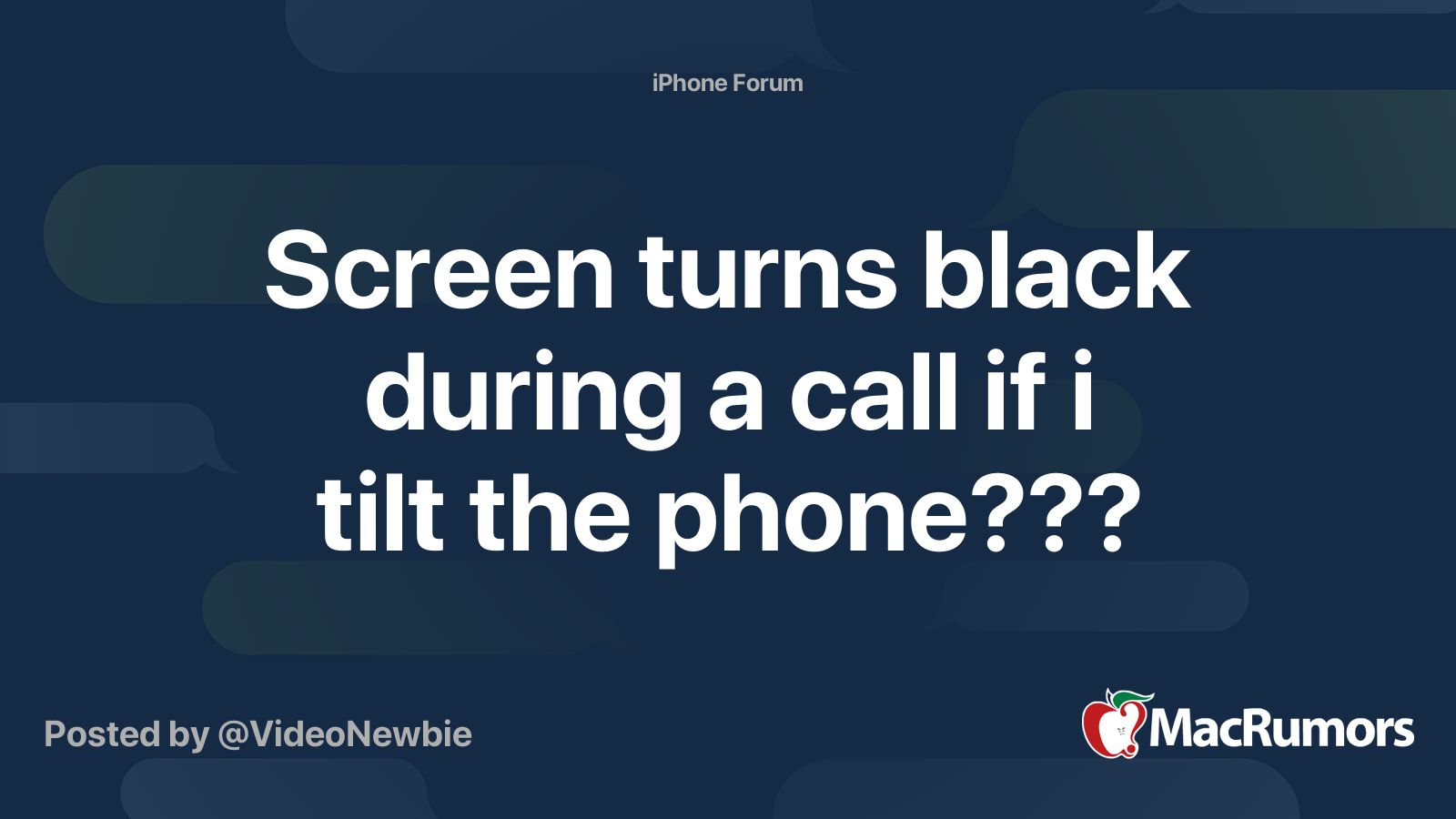 Screen turns black during a call if i tilt the phone??? MacRumors Forums