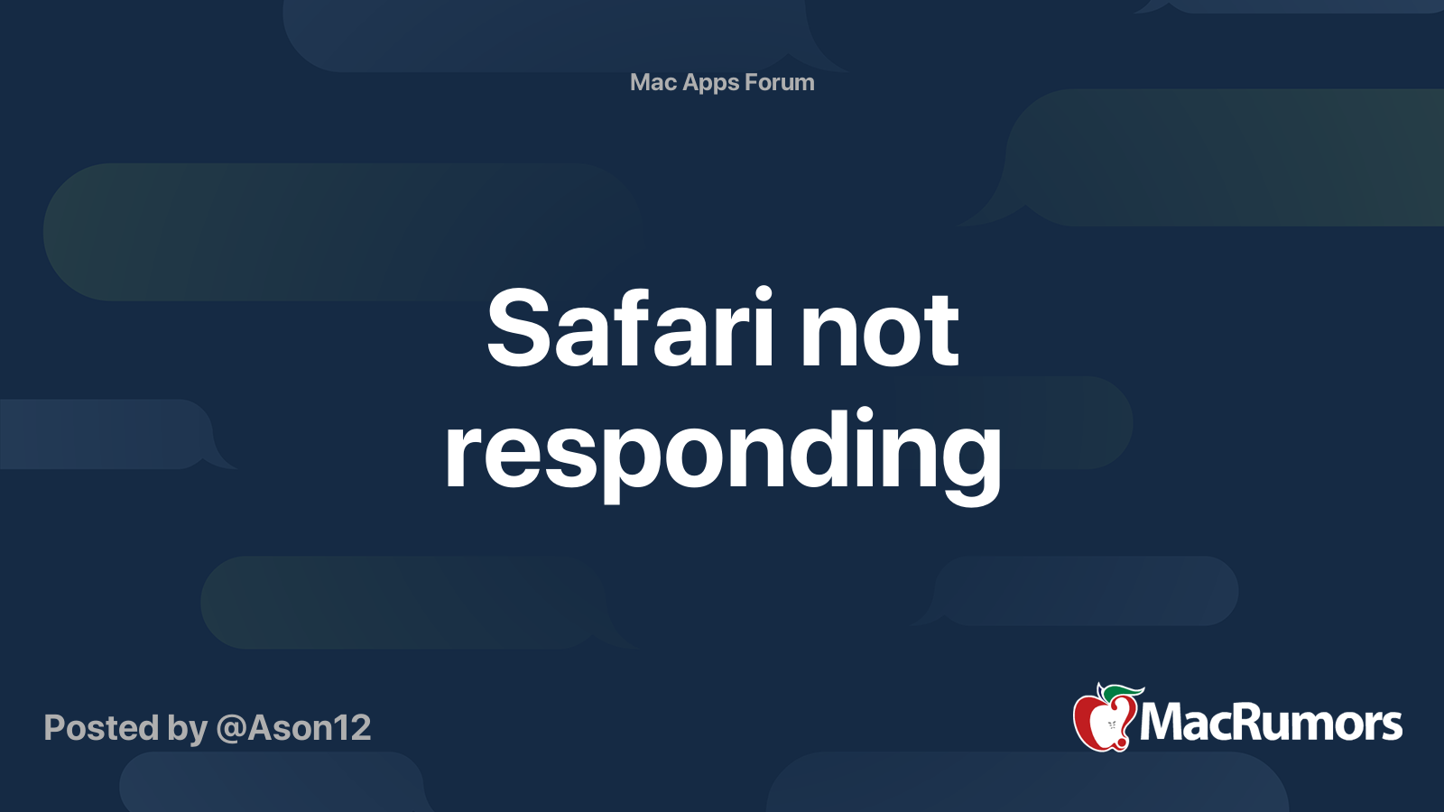 Safari not responding | MacRumors Forums