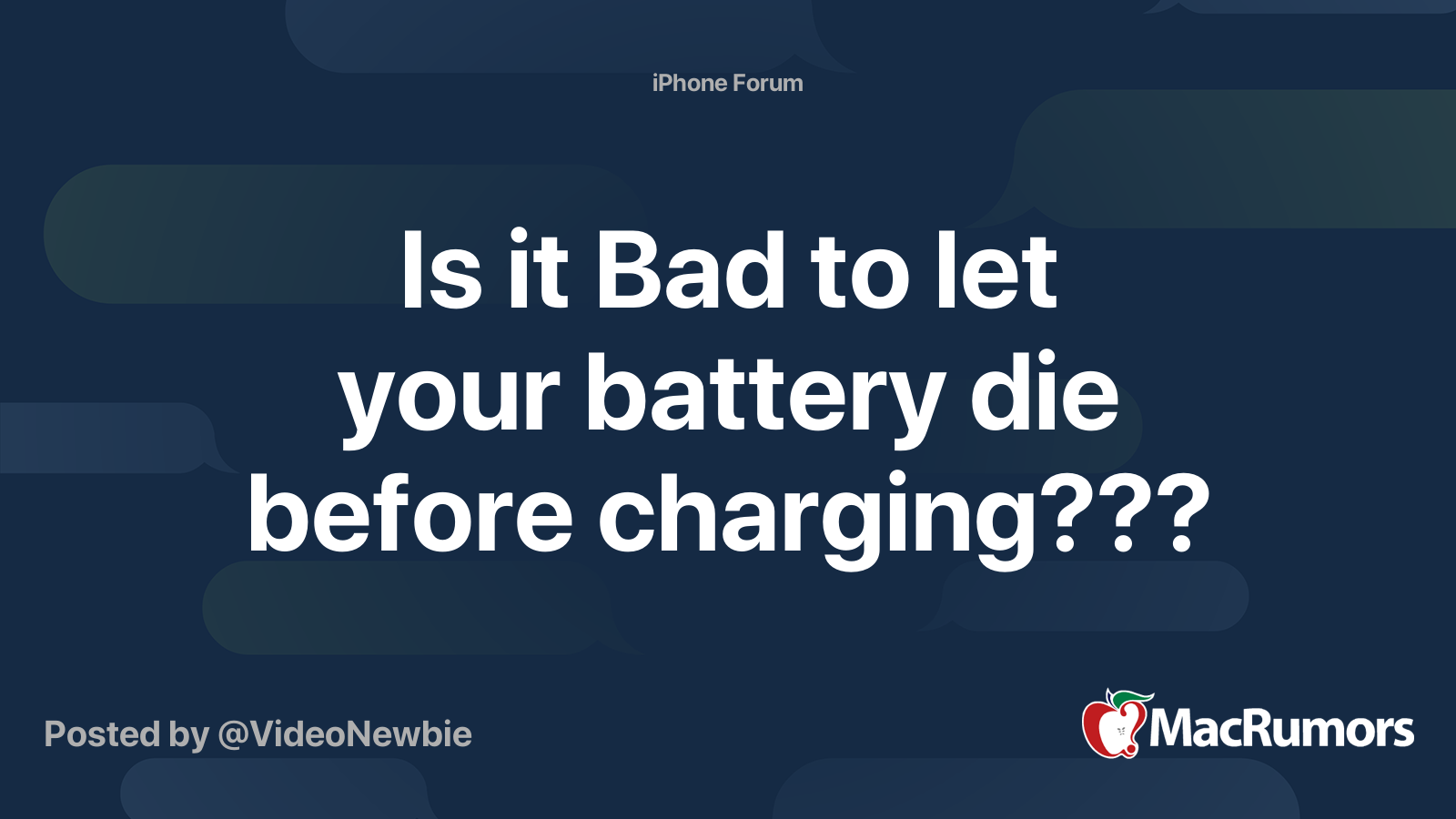 Is it Bad to let your battery die before charging??? MacRumors Forums