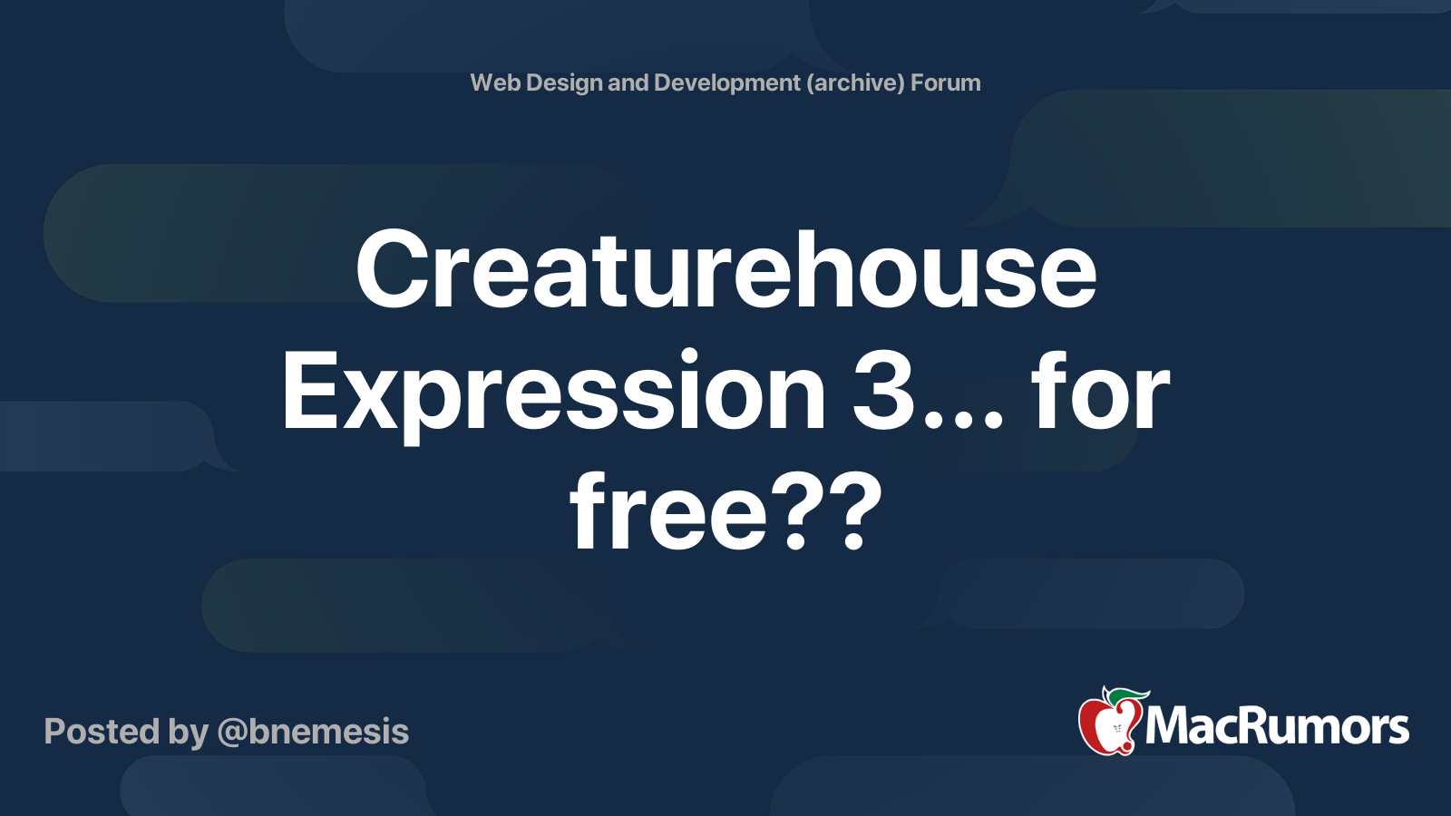 Creaturehouse Expression 3... for free?? MacRumors Forums