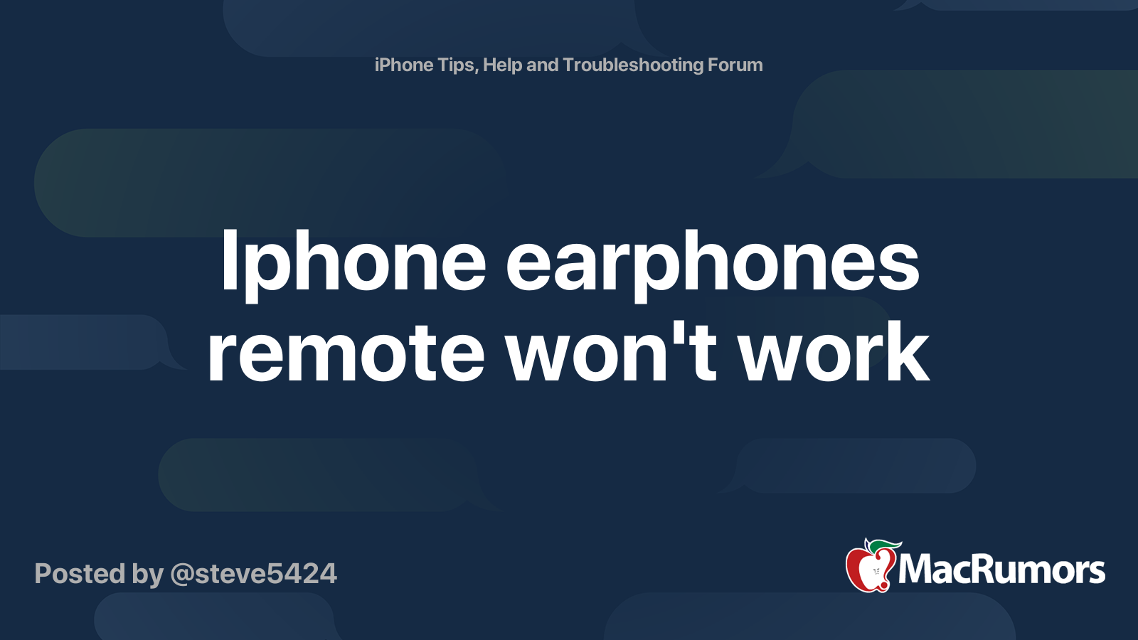 Iphone earphones remote won't work MacRumors Forums