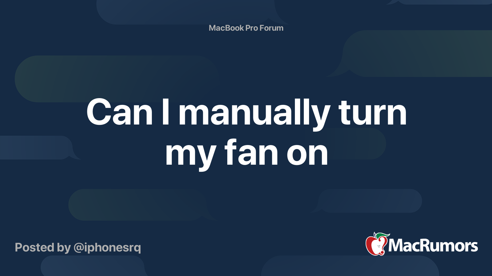 Can I manually turn my fan on | MacRumors Forums