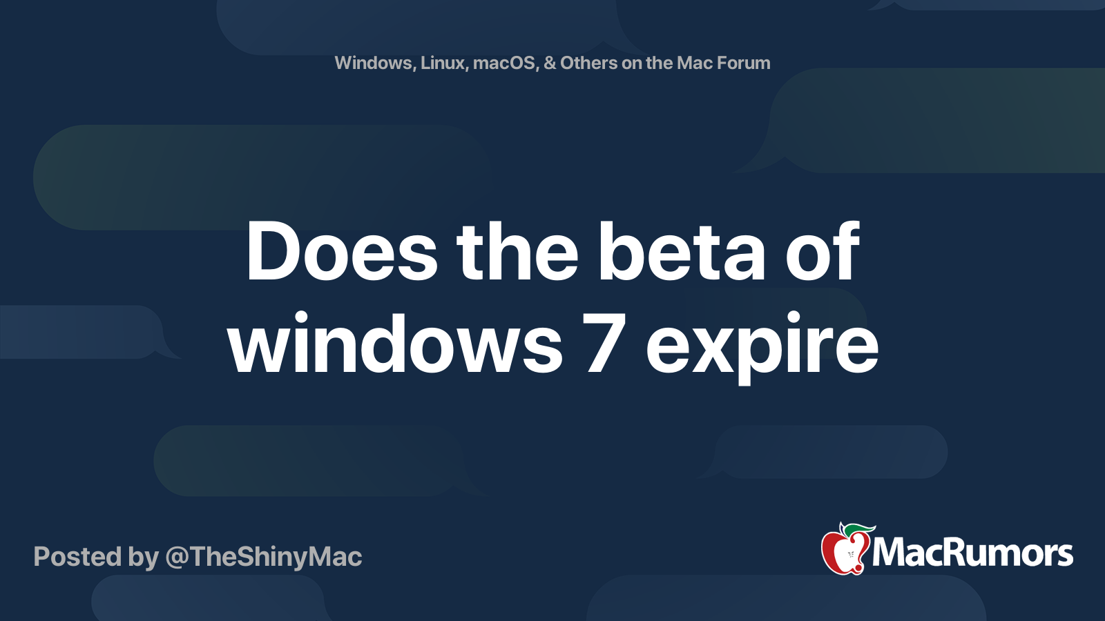 Does the beta of windows 7 expire MacRumors Forums