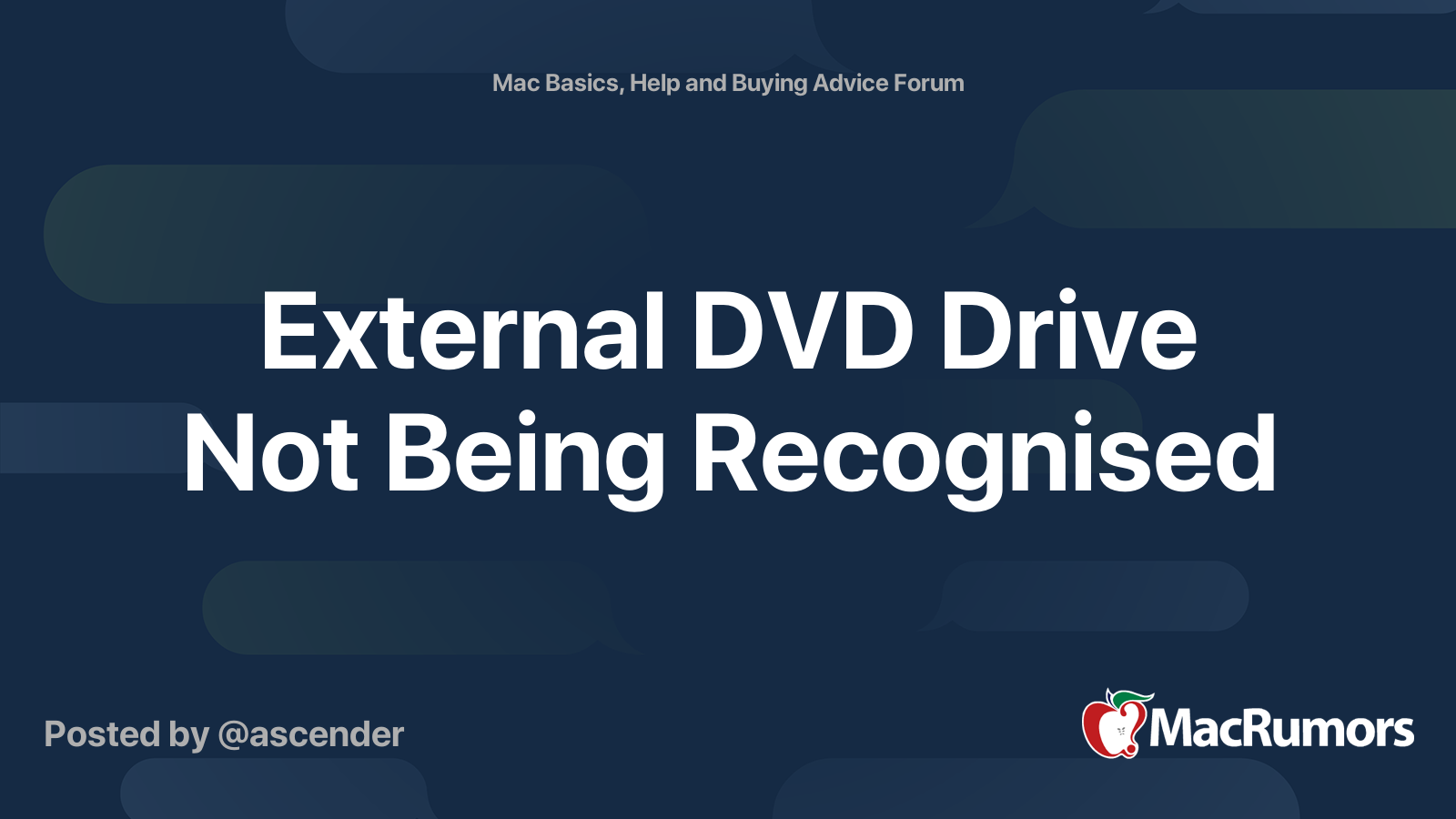 External DVD Drive Not Being Recognised MacRumors Forums